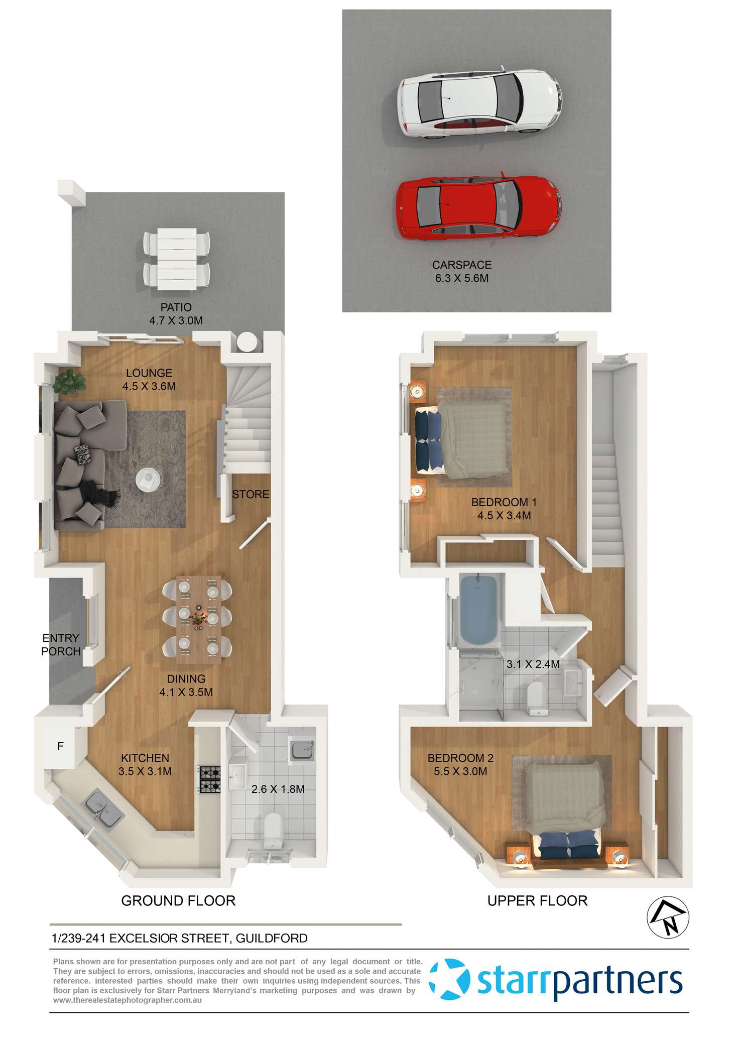 Floorplan of Homely townhouse listing, 1/239-241 Excelsior Street, Guildford NSW 2161