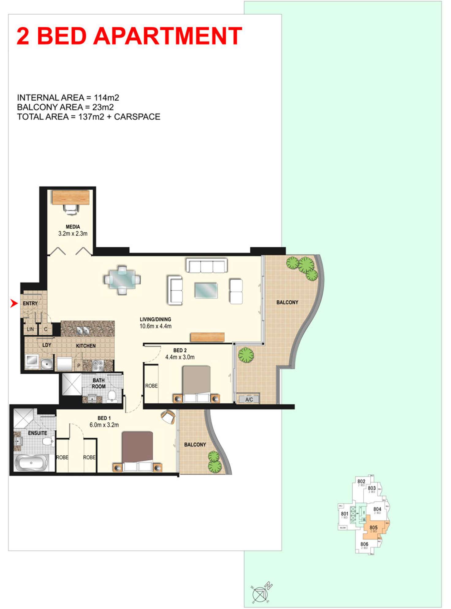 Floorplan of Homely apartment listing, 1005/4 Como Crescent, Southport QLD 4215