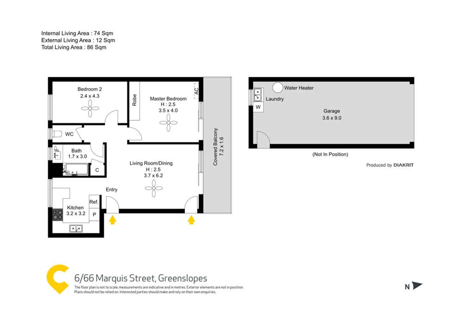Floorplan of Homely unit listing, 6/66 Marquis Street, Greenslopes QLD 4120