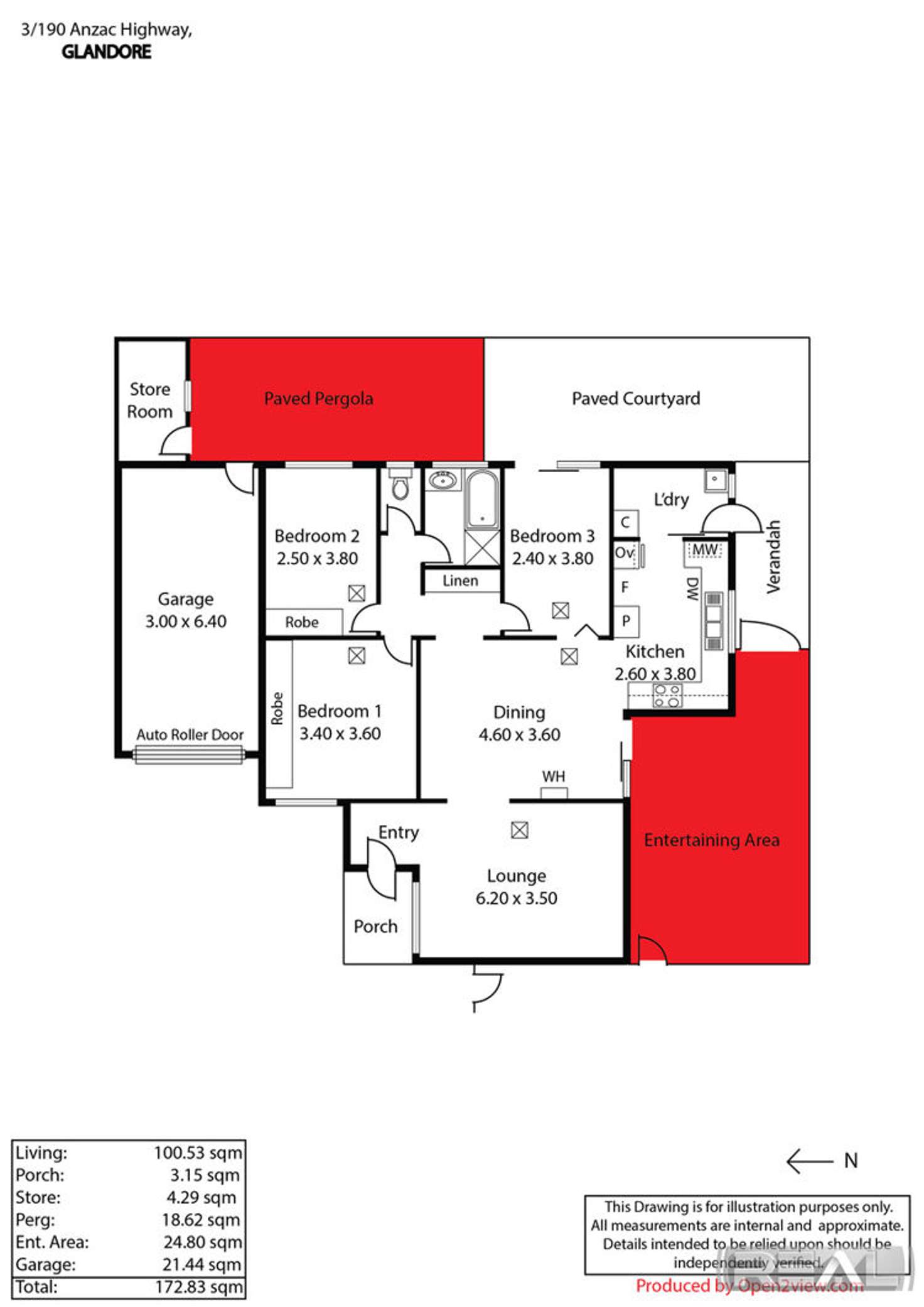 Floorplan of Homely unit listing, 3/190 Anzac Highway, Glandore SA 5037