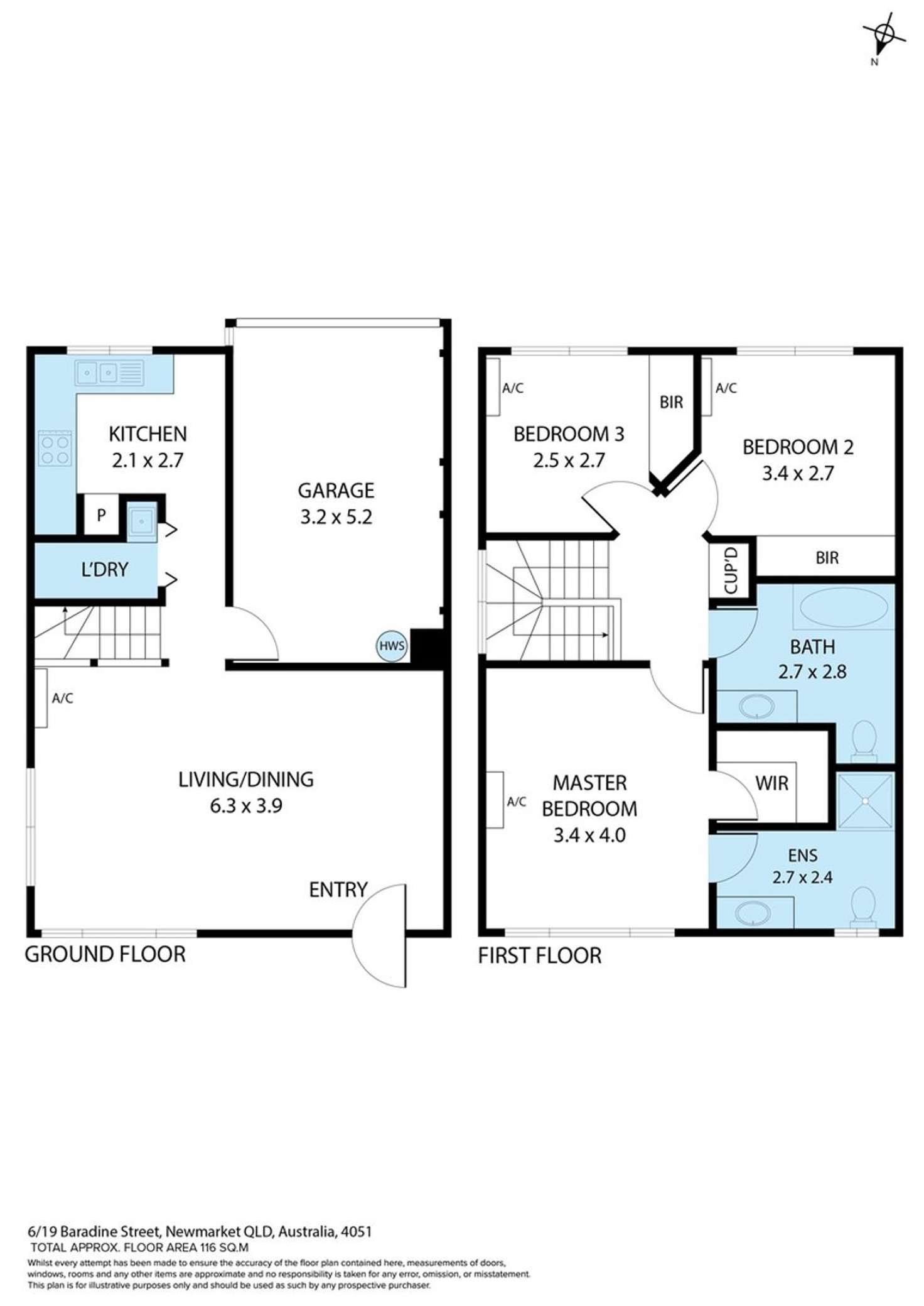 Floorplan of Homely townhouse listing, 6/19 Baradine Street, Newmarket QLD 4051