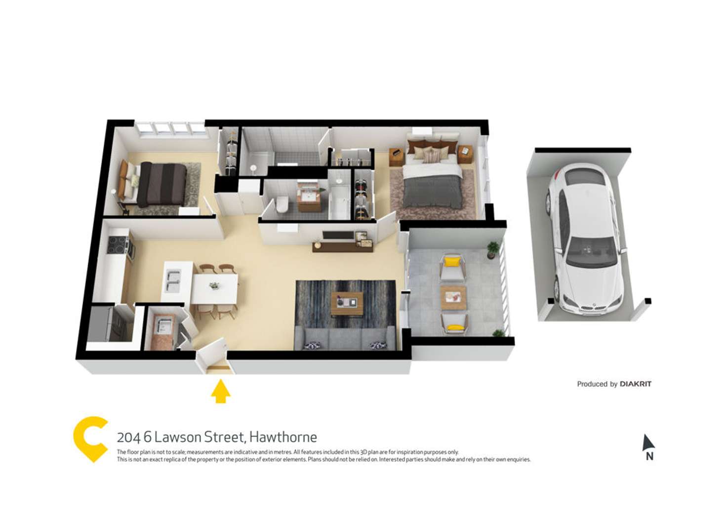 Floorplan of Homely apartment listing, 204/6 Lawson Street, Hawthorne QLD 4171