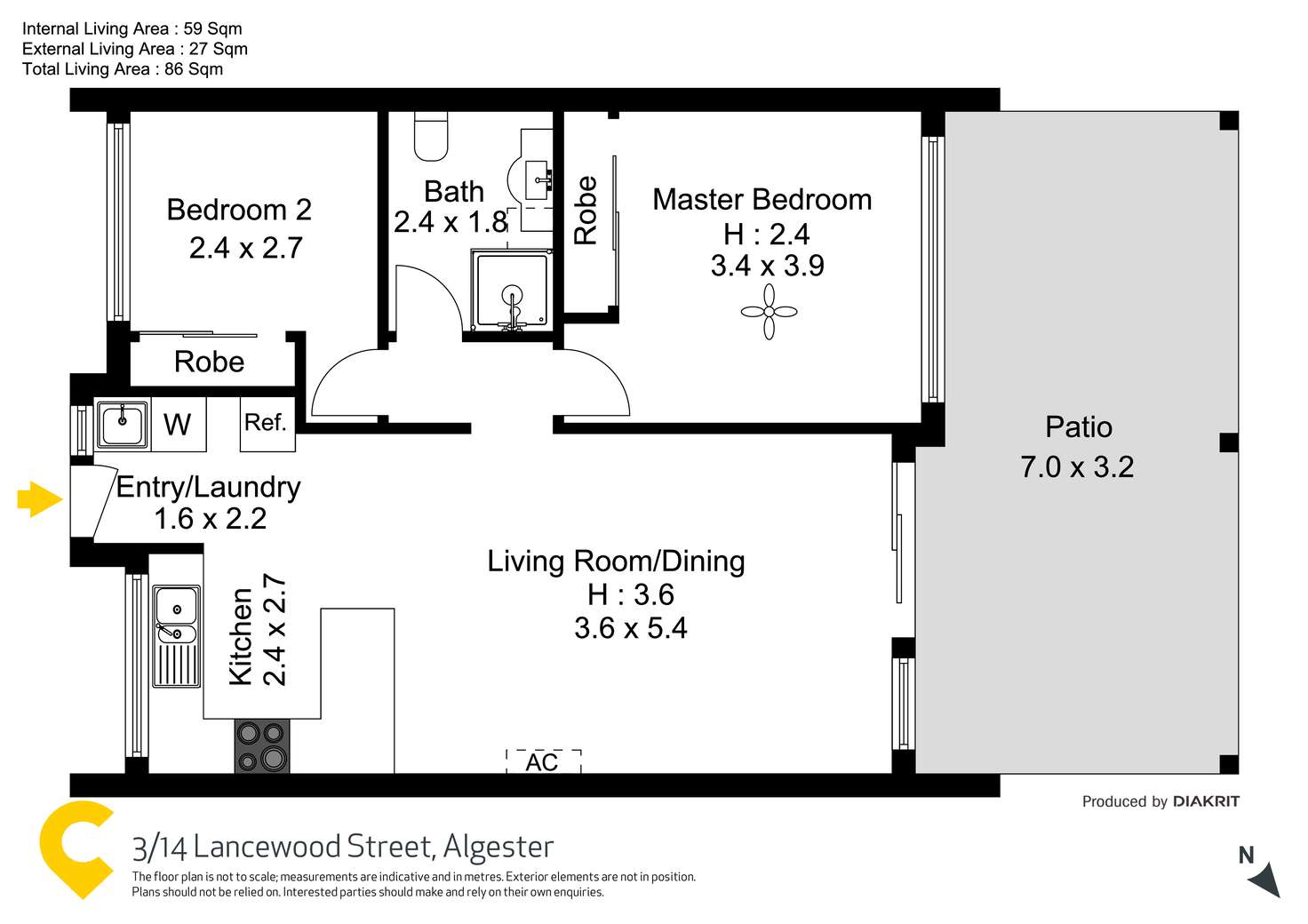 Floorplan of Homely unit listing, 3/14 Lancewood St, Algester QLD 4115
