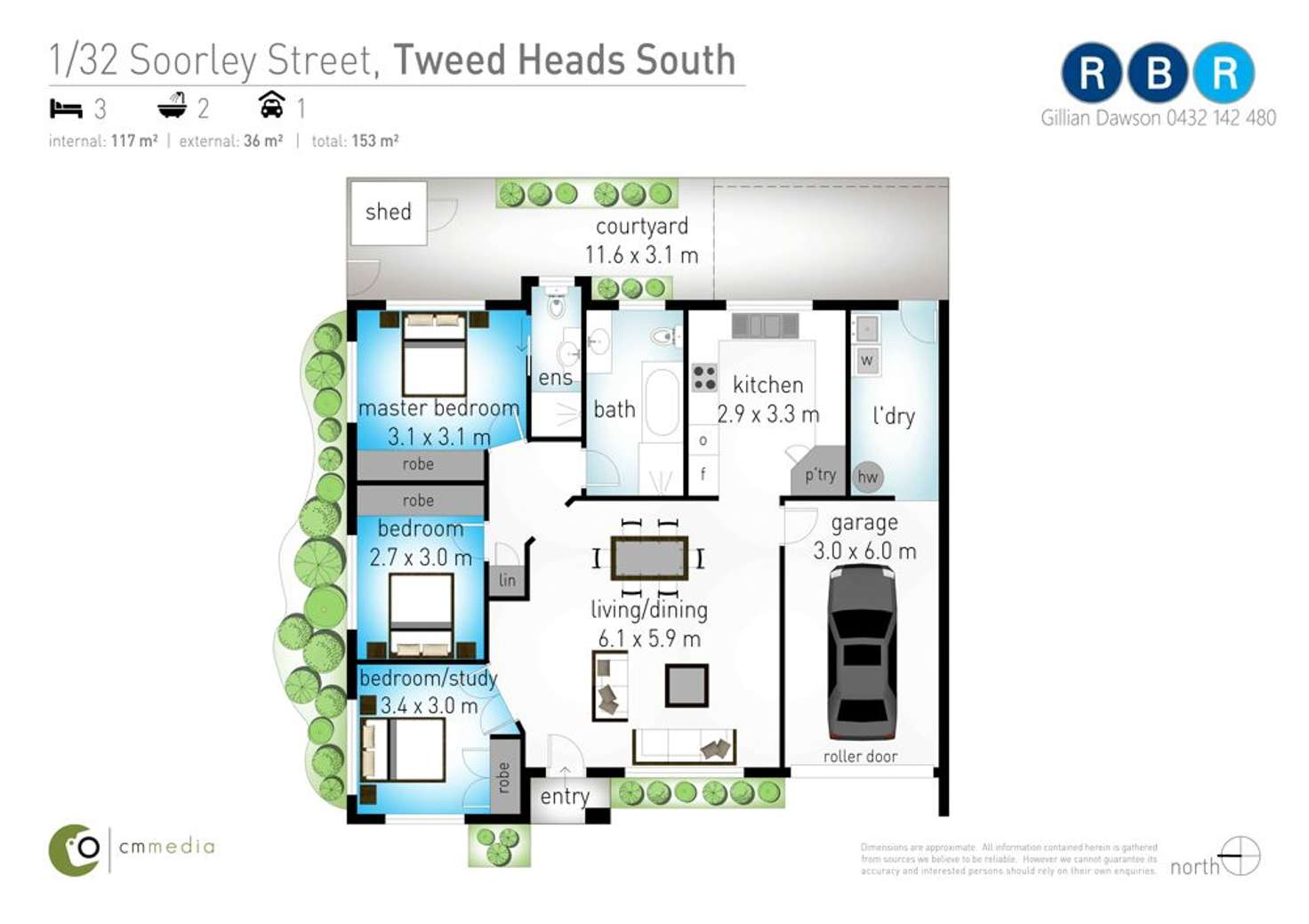 Floorplan of Homely semiDetached listing, 1/32 Soorley Street, Tweed Heads South NSW 2486