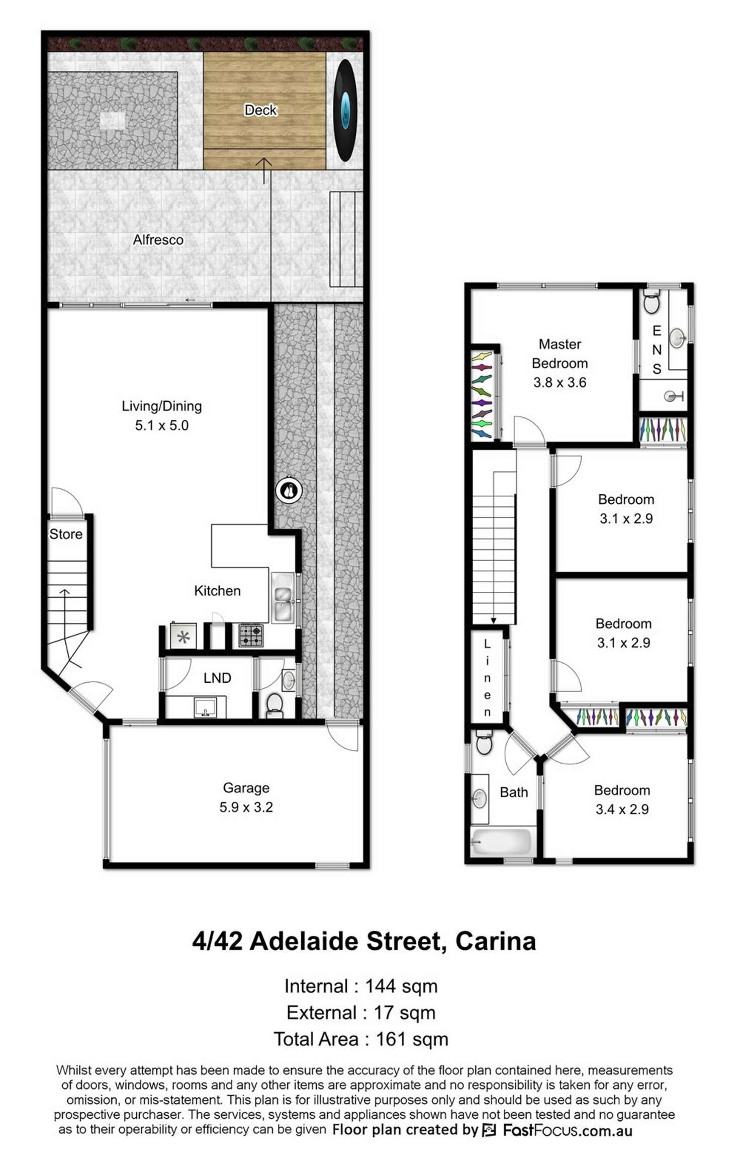 Floorplan of Homely townhouse listing, 4/42 Adelaide Street, Carina QLD 4152