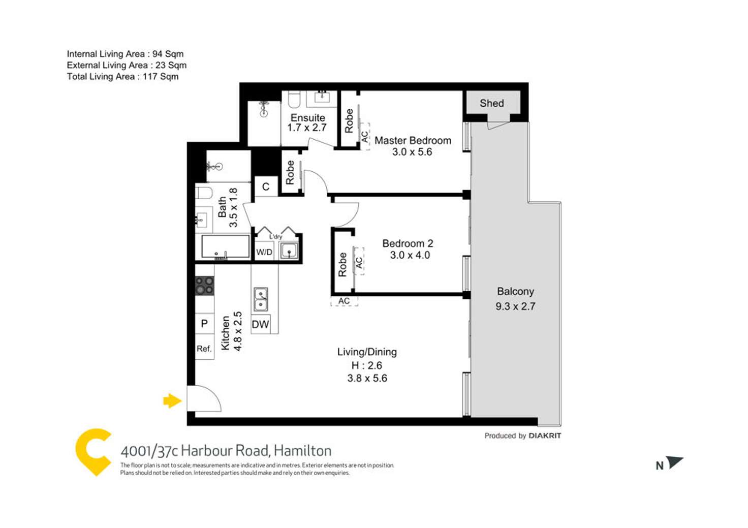Floorplan of Homely apartment listing, 4001/37c Harbour Road, Hamilton QLD 4007