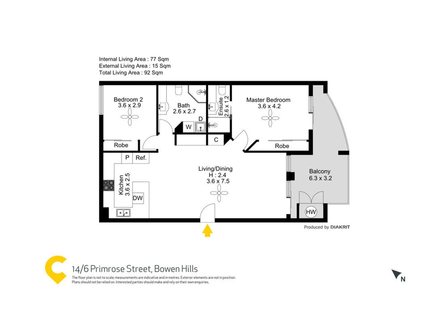 Floorplan of Homely apartment listing, 14/6 Primrose Street, Bowen Hills QLD 4006