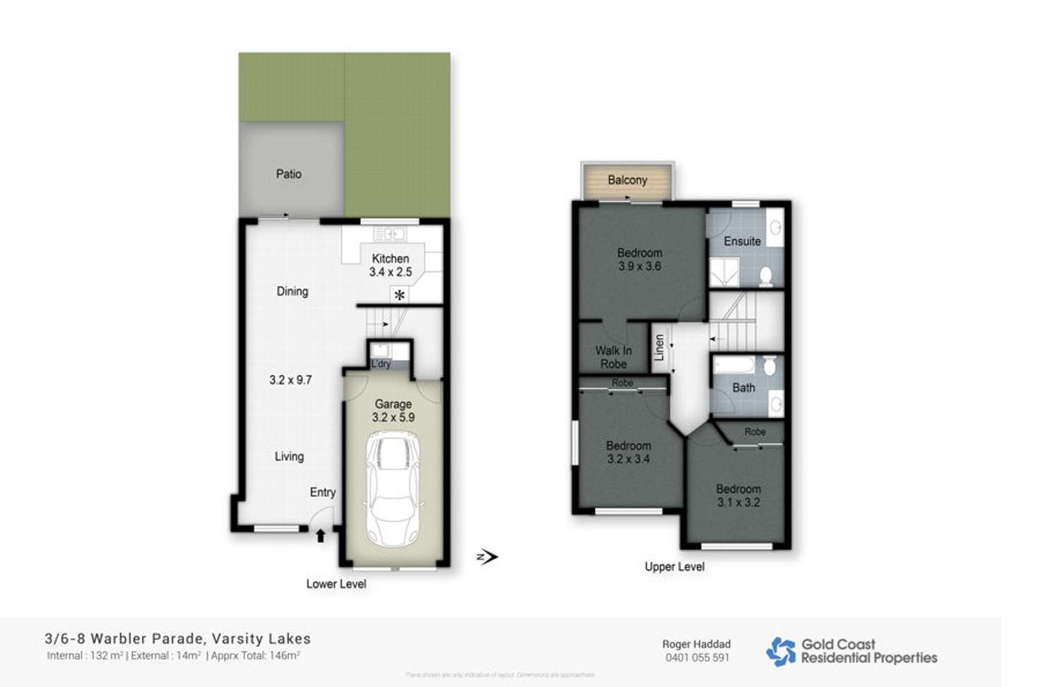 Floorplan of Homely townhouse listing, 3/6-8 Warbler Parade, Varsity Lakes QLD 4227