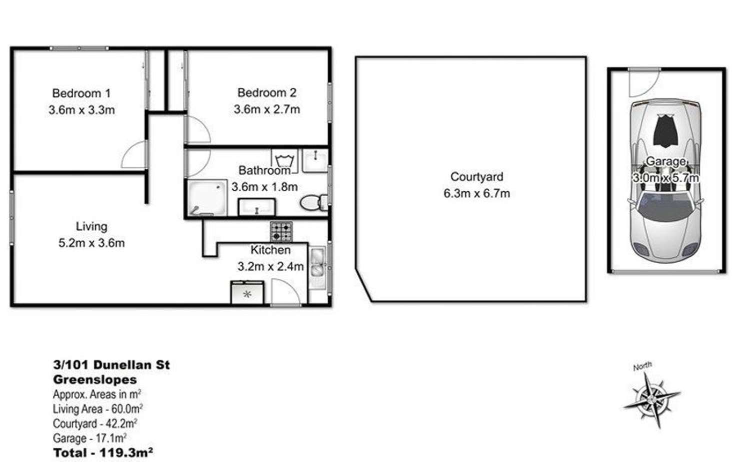 Floorplan of Homely unit listing, 3/101 Dunellan Street, Greenslopes QLD 4120