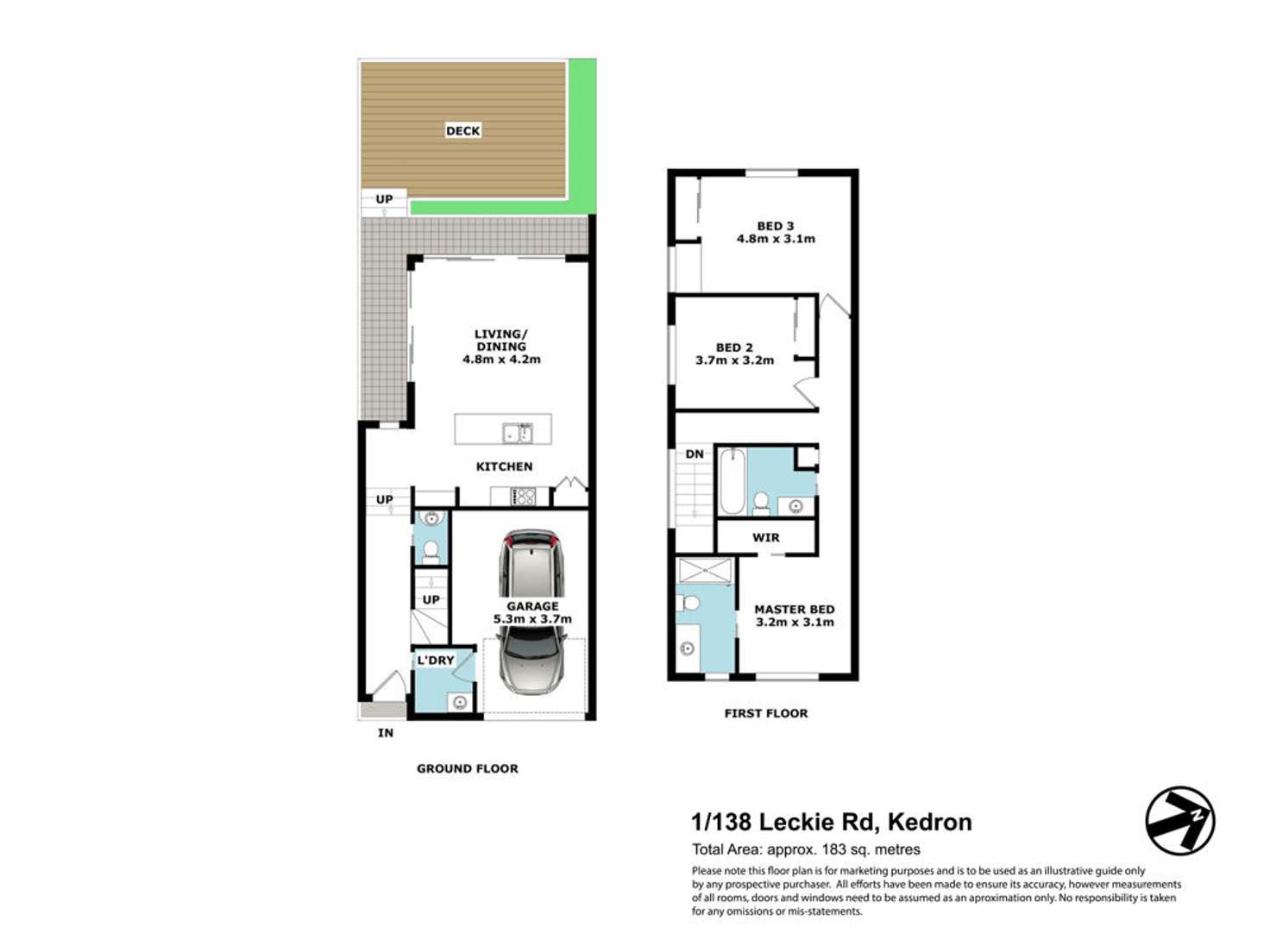 Floorplan of Homely townhouse listing, 1/138 Leckie Road, Kedron QLD 4031