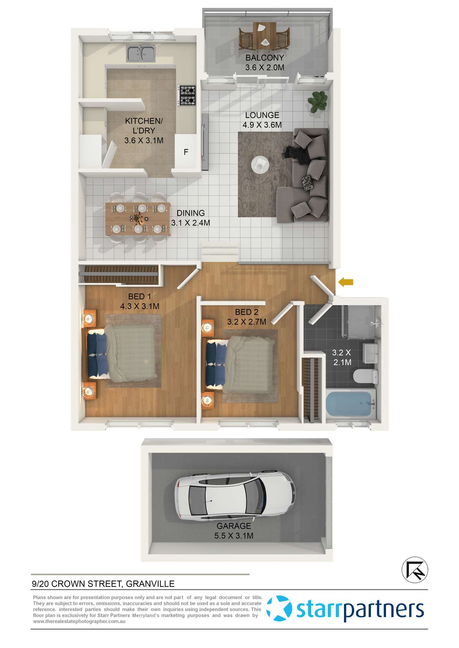 Floorplan of Homely unit listing, 9/20 Crown Street, Granville NSW 2142