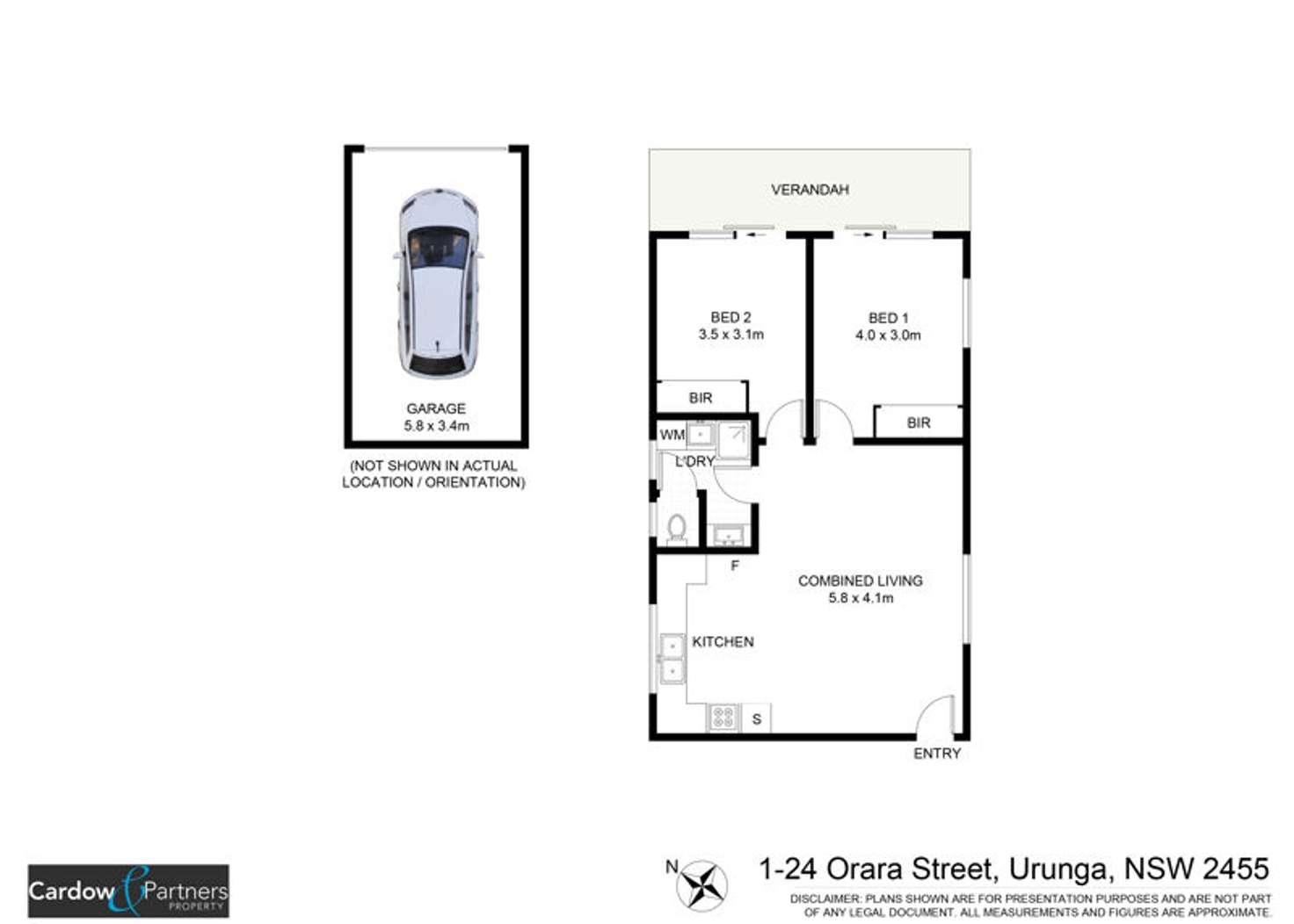 Floorplan of Homely unit listing, 1/24 Orara Street, Urunga NSW 2455