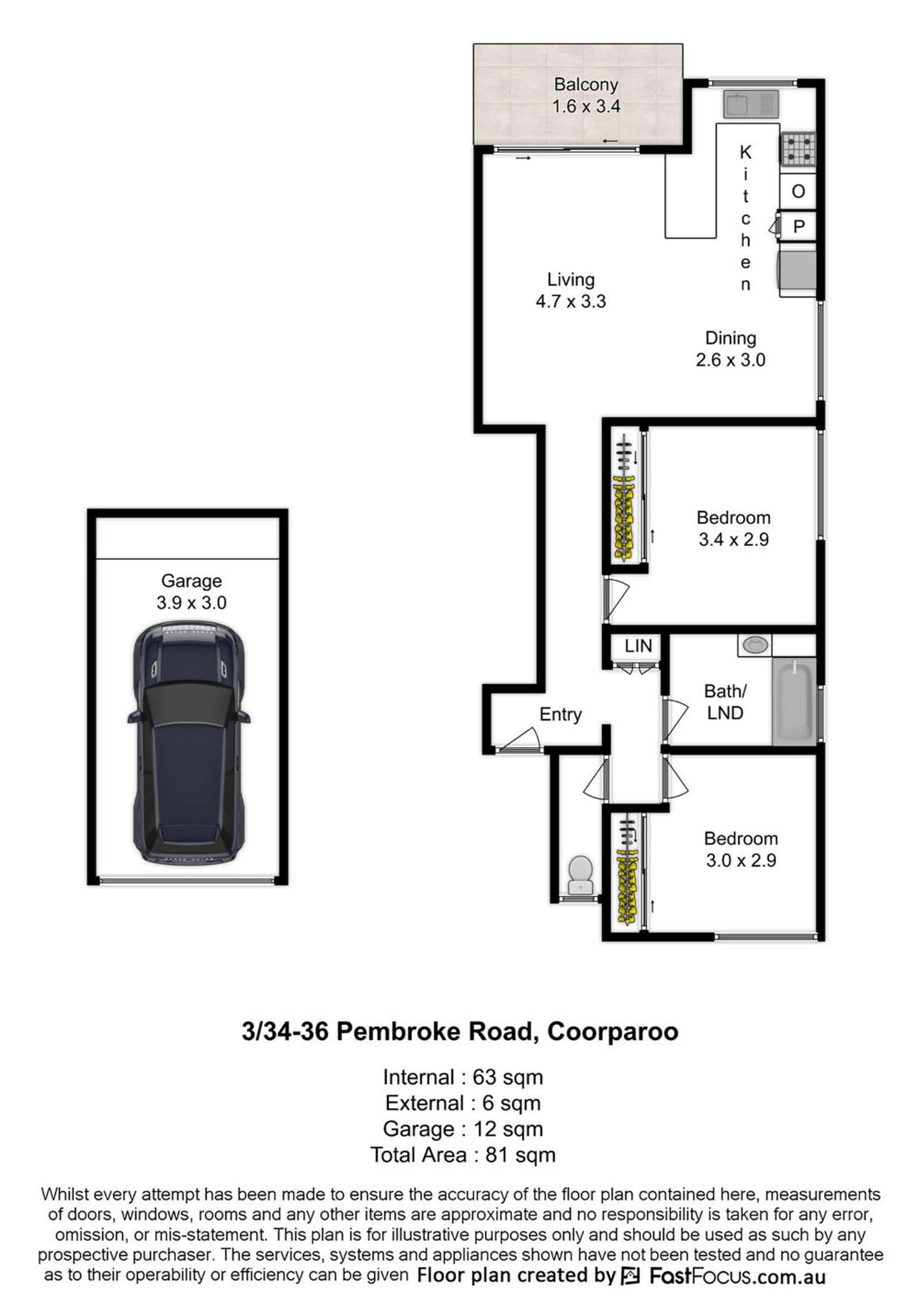 Floorplan of Homely unit listing, 3/36 Pembroke Road, Coorparoo QLD 4151