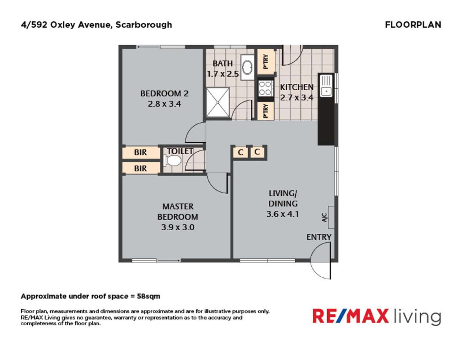 Floorplan of Homely unit listing, 4/592 Oxley Avenue, Scarborough QLD 4020