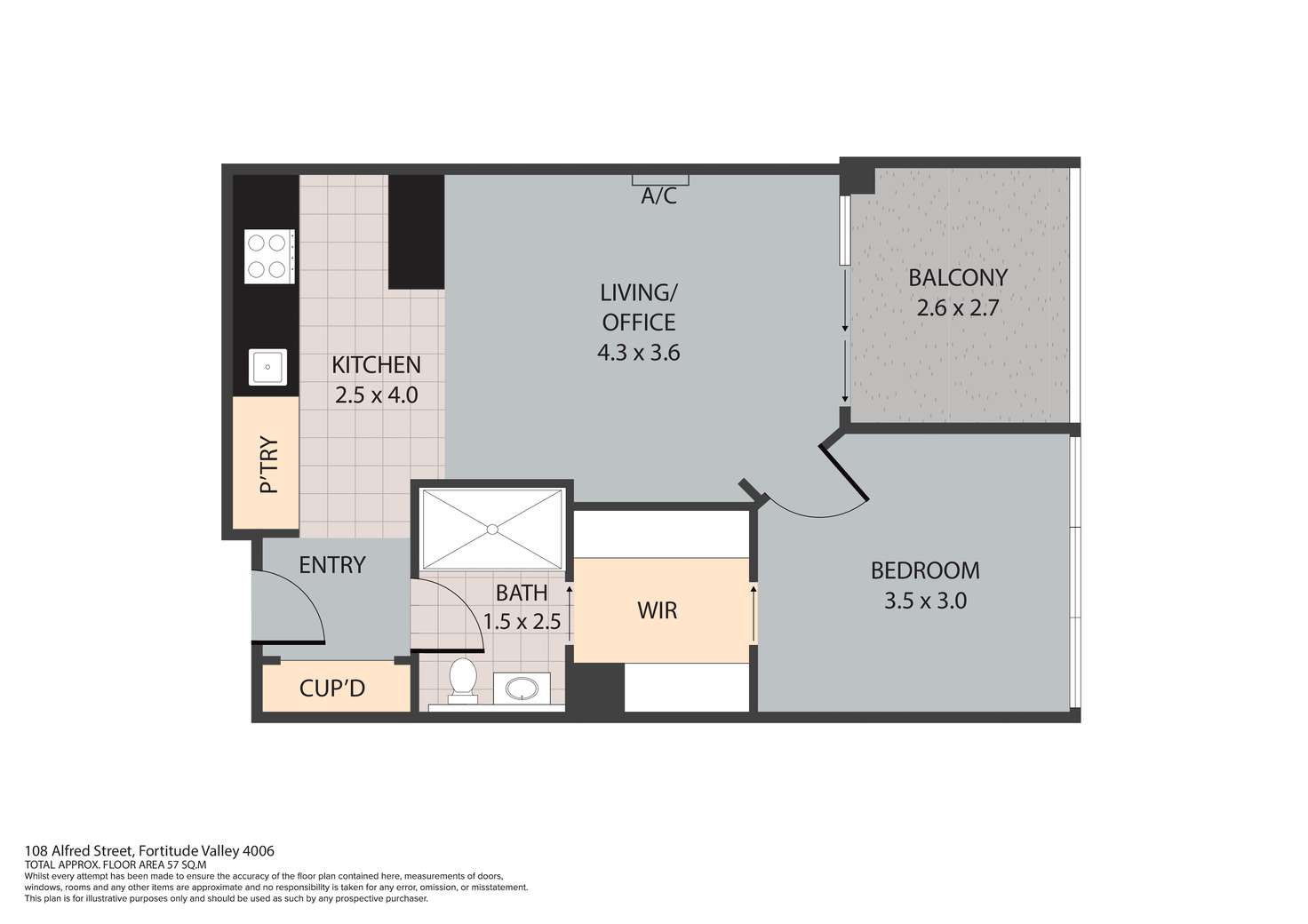 Floorplan of Homely apartment listing, 1003/107 Alfred Street, Fortitude Valley QLD 4006