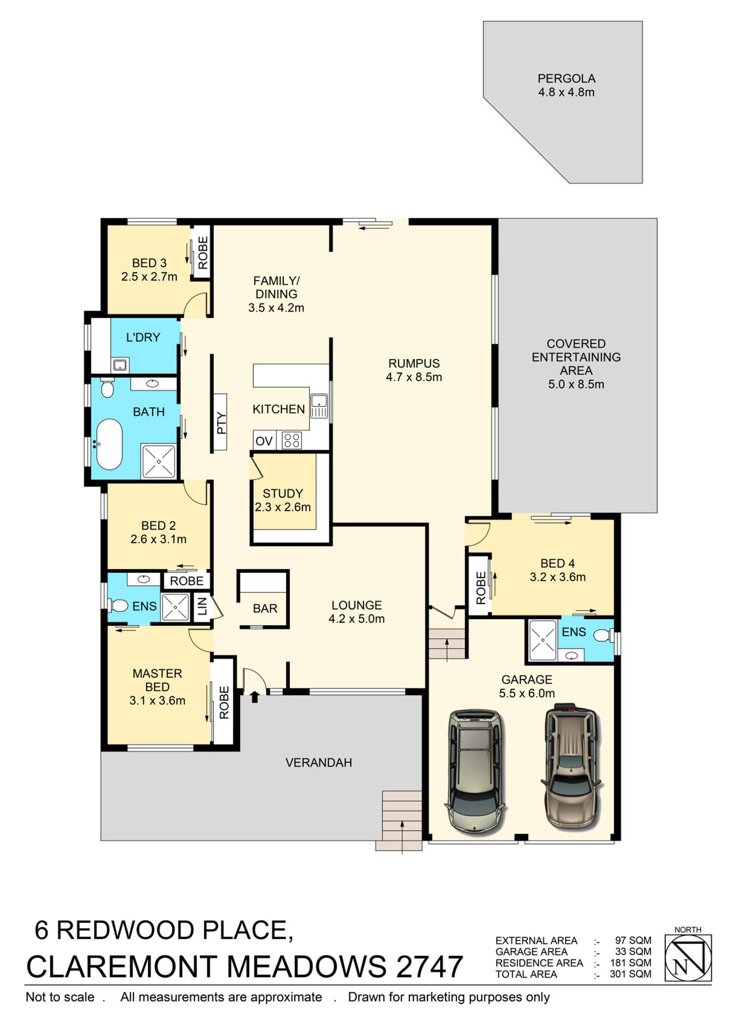 Floorplan of Homely house listing, 6 Redwood Place, Claremont Meadows NSW 2747