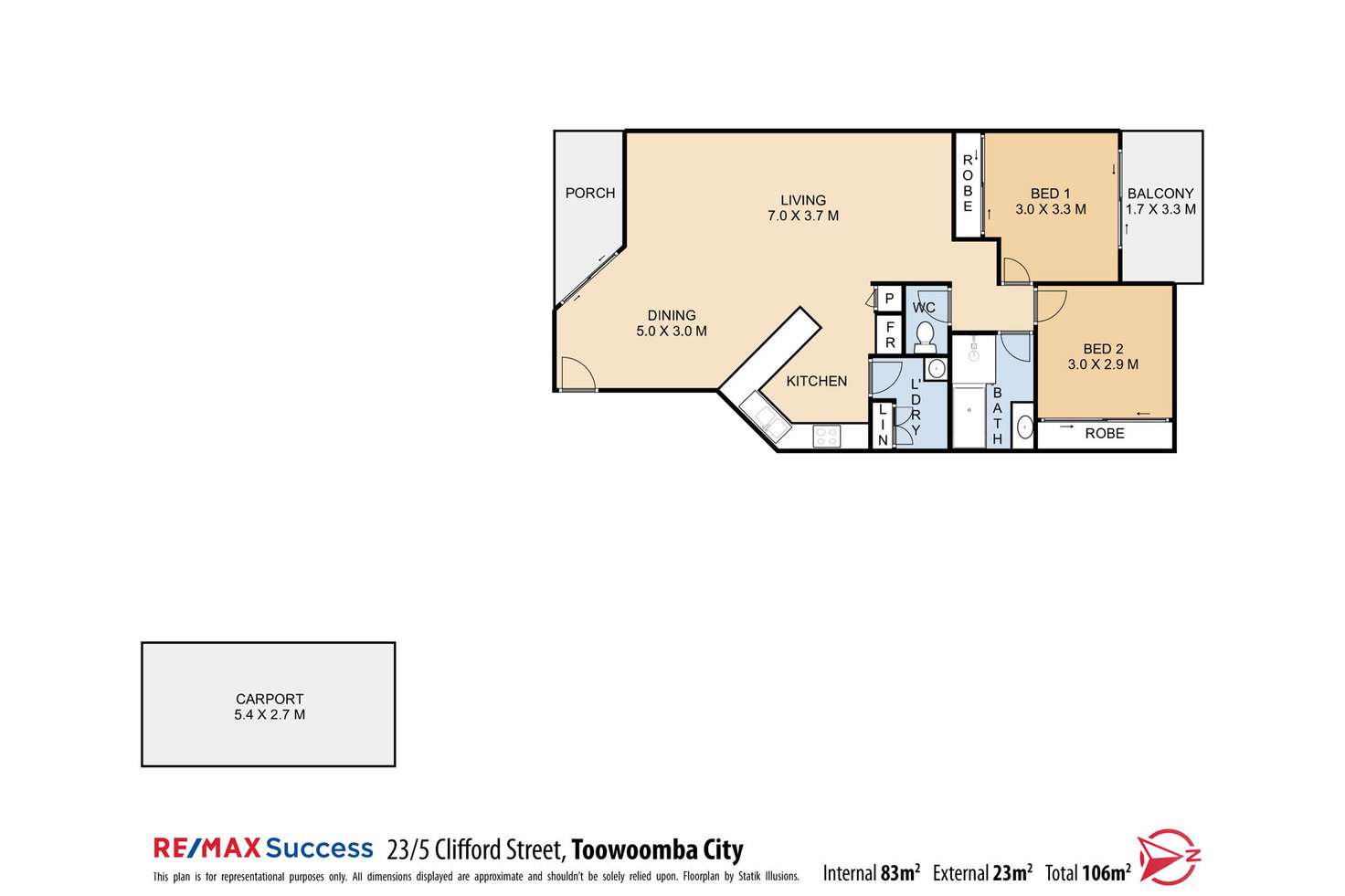 Floorplan of Homely unit listing, 23/5 Clifford Street, Toowoomba City QLD 4350