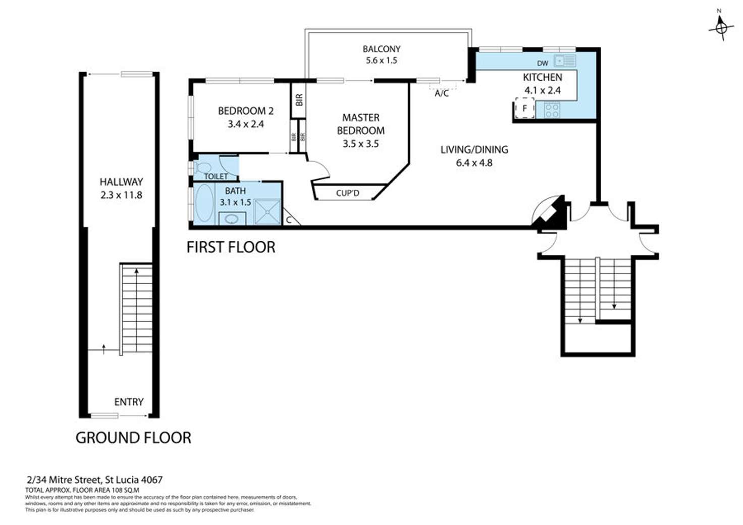 Floorplan of Homely apartment listing, 2/34 Mitre Street, St Lucia QLD 4067