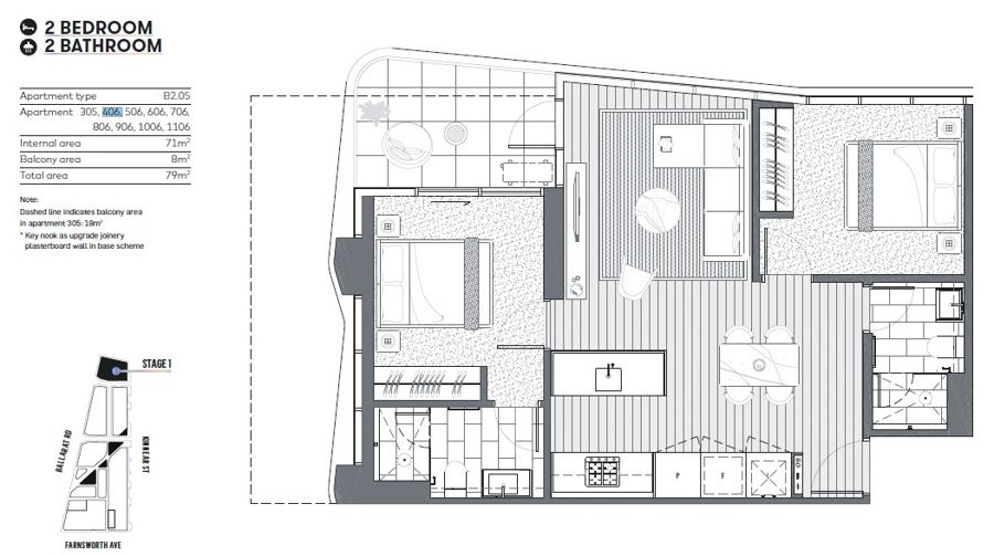 Floorplan of Homely apartment listing, Lot402/188 Ballarat Road, Footscray VIC 3011