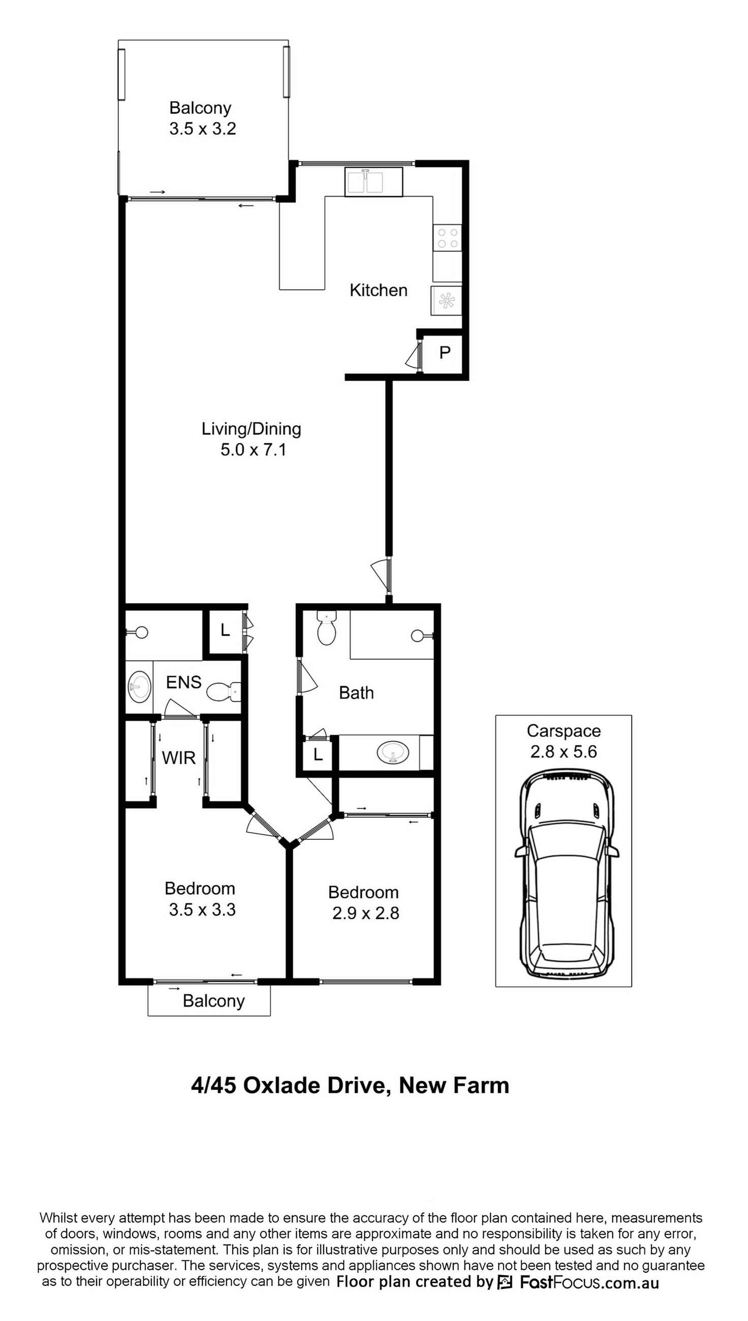 Floorplan of Homely unit listing, 4/45 Oxlade Drive, New Farm QLD 4005