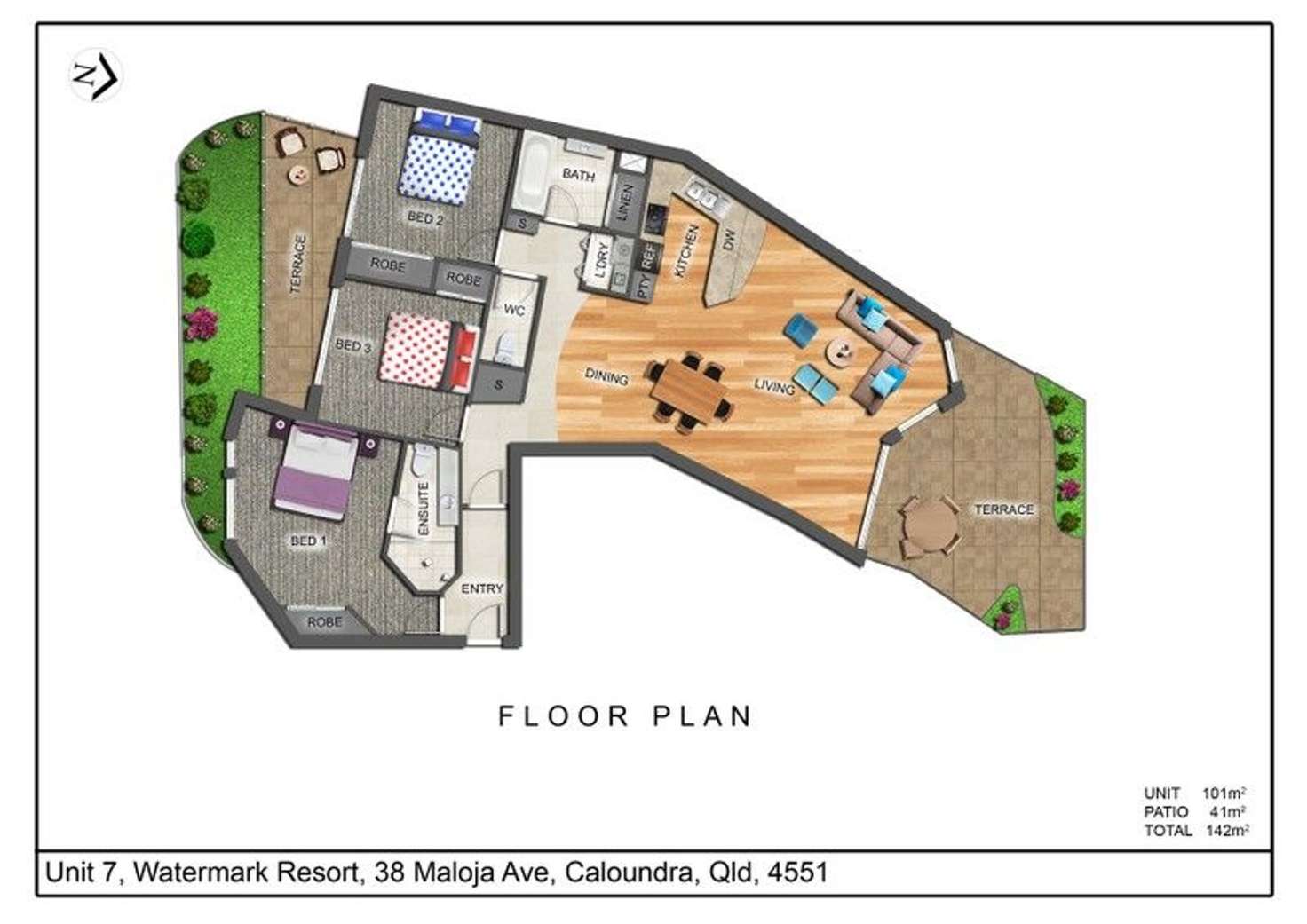 Floorplan of Homely unit listing, 7/38 Maloja Avenue, Caloundra QLD 4551