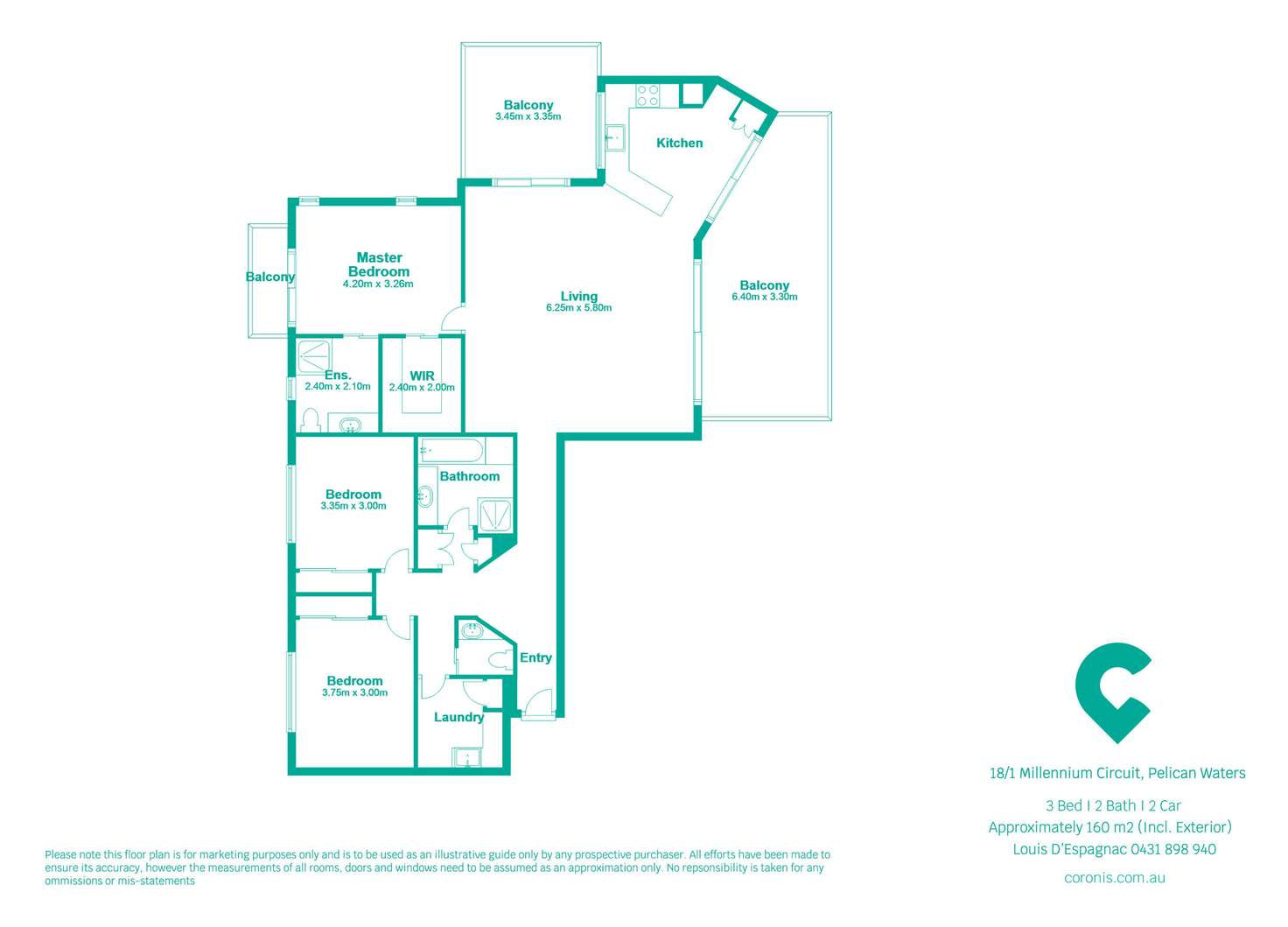 Floorplan of Homely unit listing, 18/1 Millennium Circuit, Pelican Waters QLD 4551