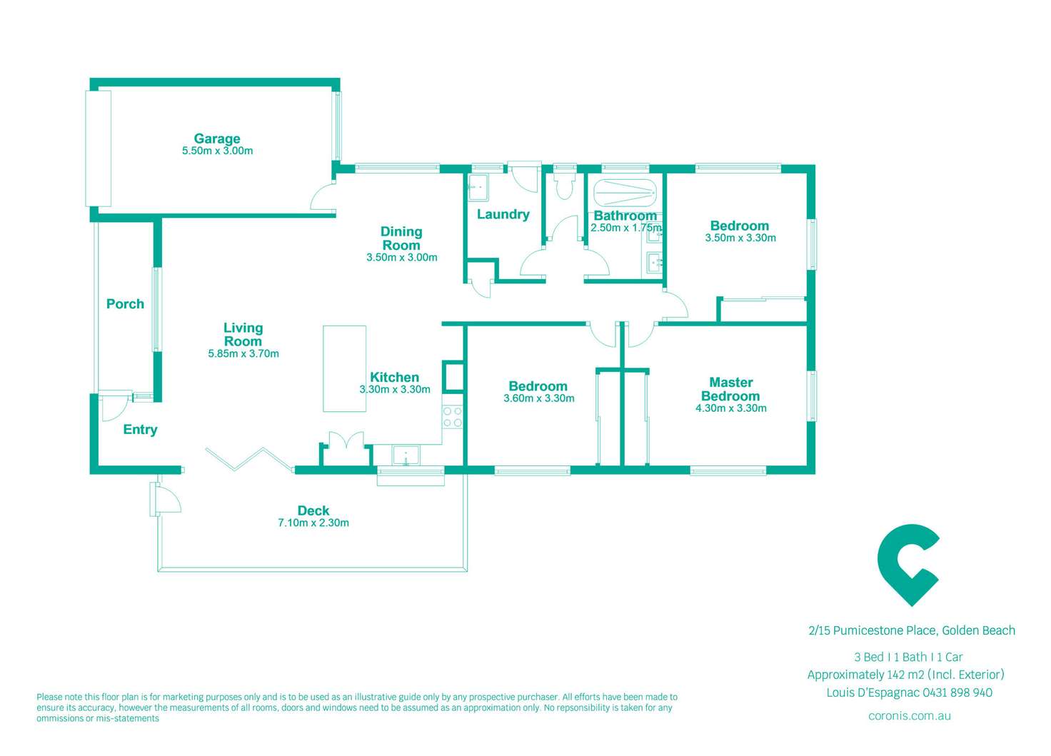 Floorplan of Homely semiDetached listing, 2/15 Pumicestone Place, Golden Beach QLD 4551