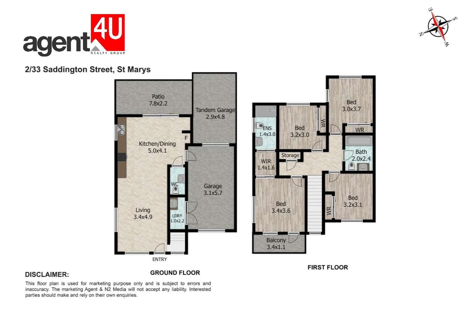 Floorplan of Homely townhouse listing, 2/33 Saddington Street, St Marys NSW 2760