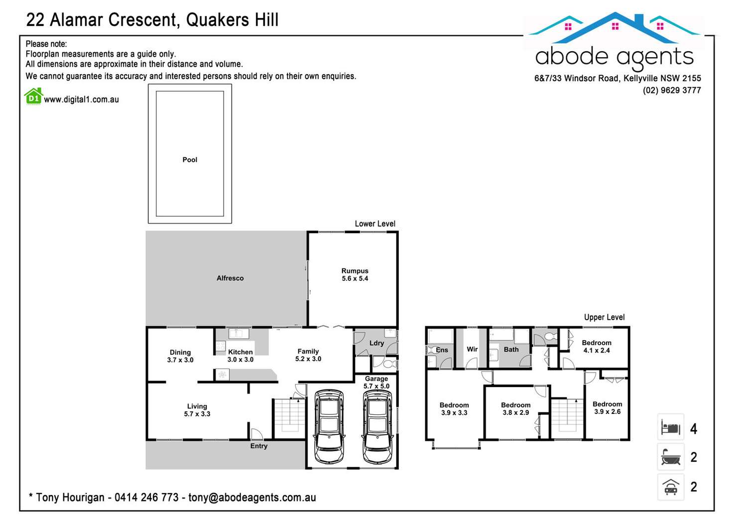 Floorplan of Homely house listing, 22 Alamar Cres, Quakers Hill NSW 2763