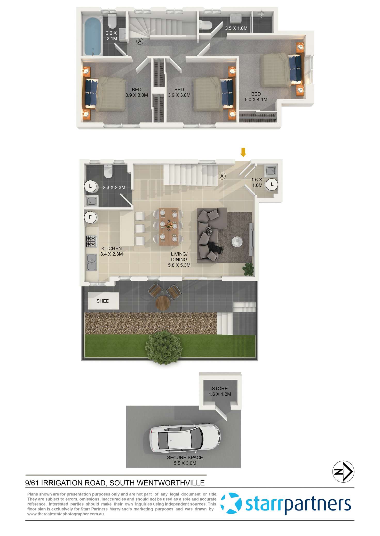 Floorplan of Homely townhouse listing, 9/61 Irrigation Road, South Wentworthville NSW 2145