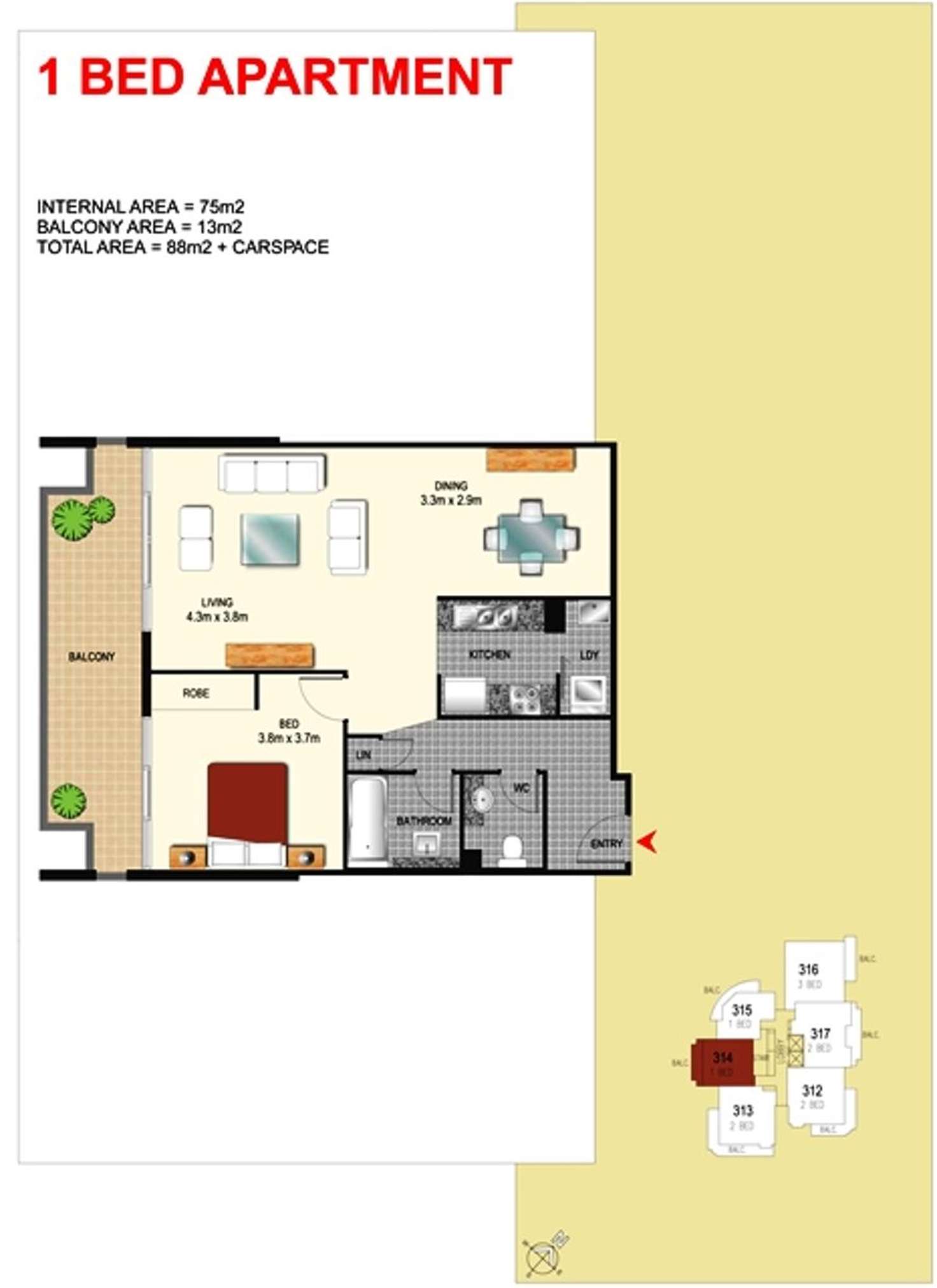 Floorplan of Homely apartment listing, 414/3 Como Crescent, Southport QLD 4215