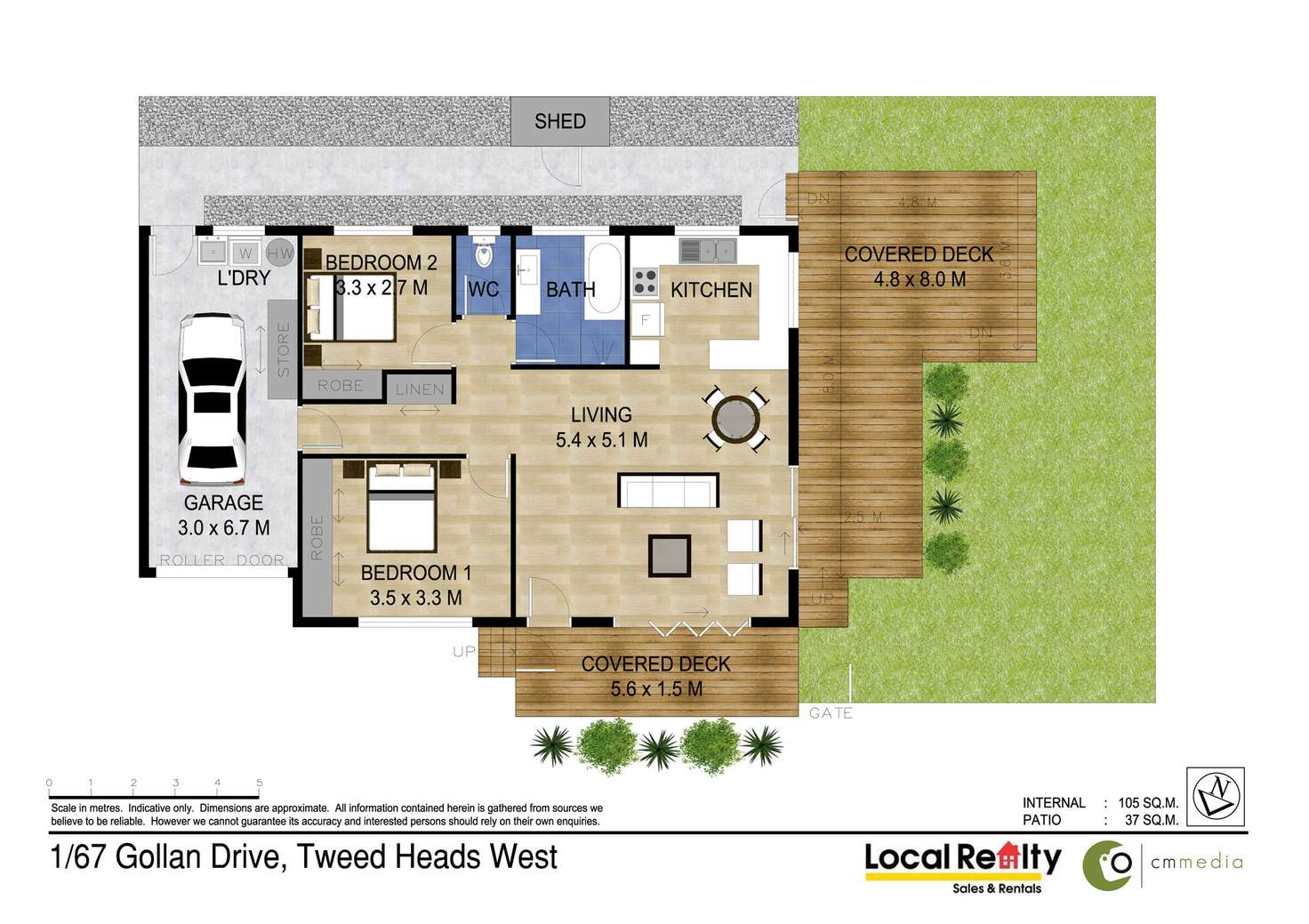 Floorplan of Homely semiDetached listing, 1/67 Gollan Drive, Tweed Heads West NSW 2485