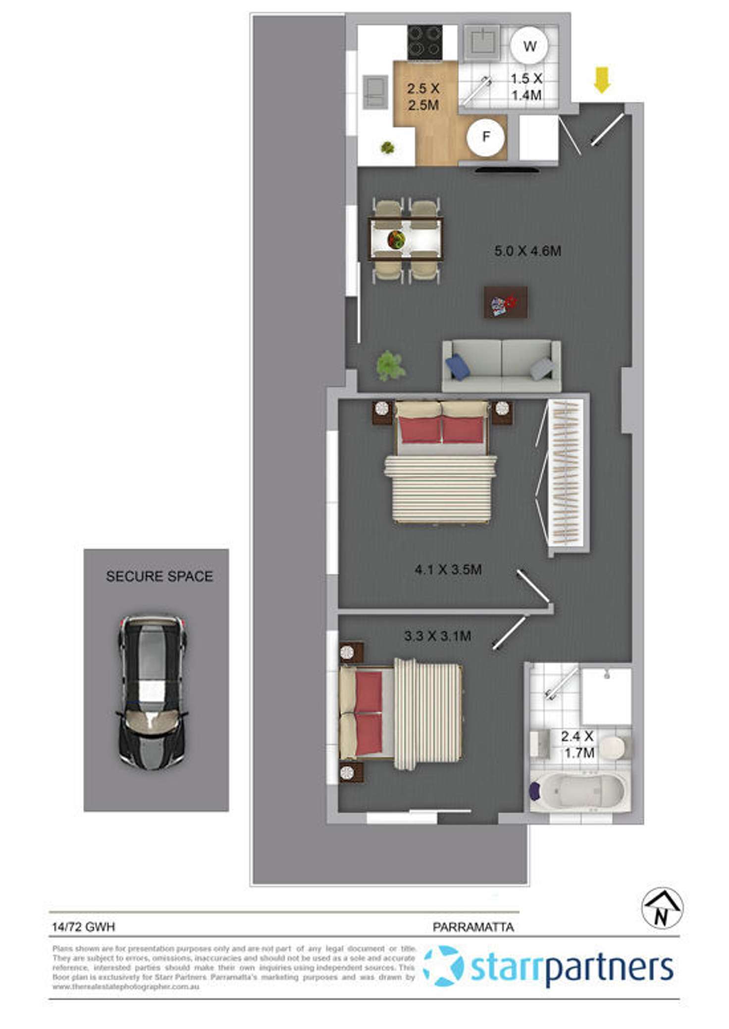 Floorplan of Homely apartment listing, 14/72 Great Western Highway, Parramatta NSW 2150