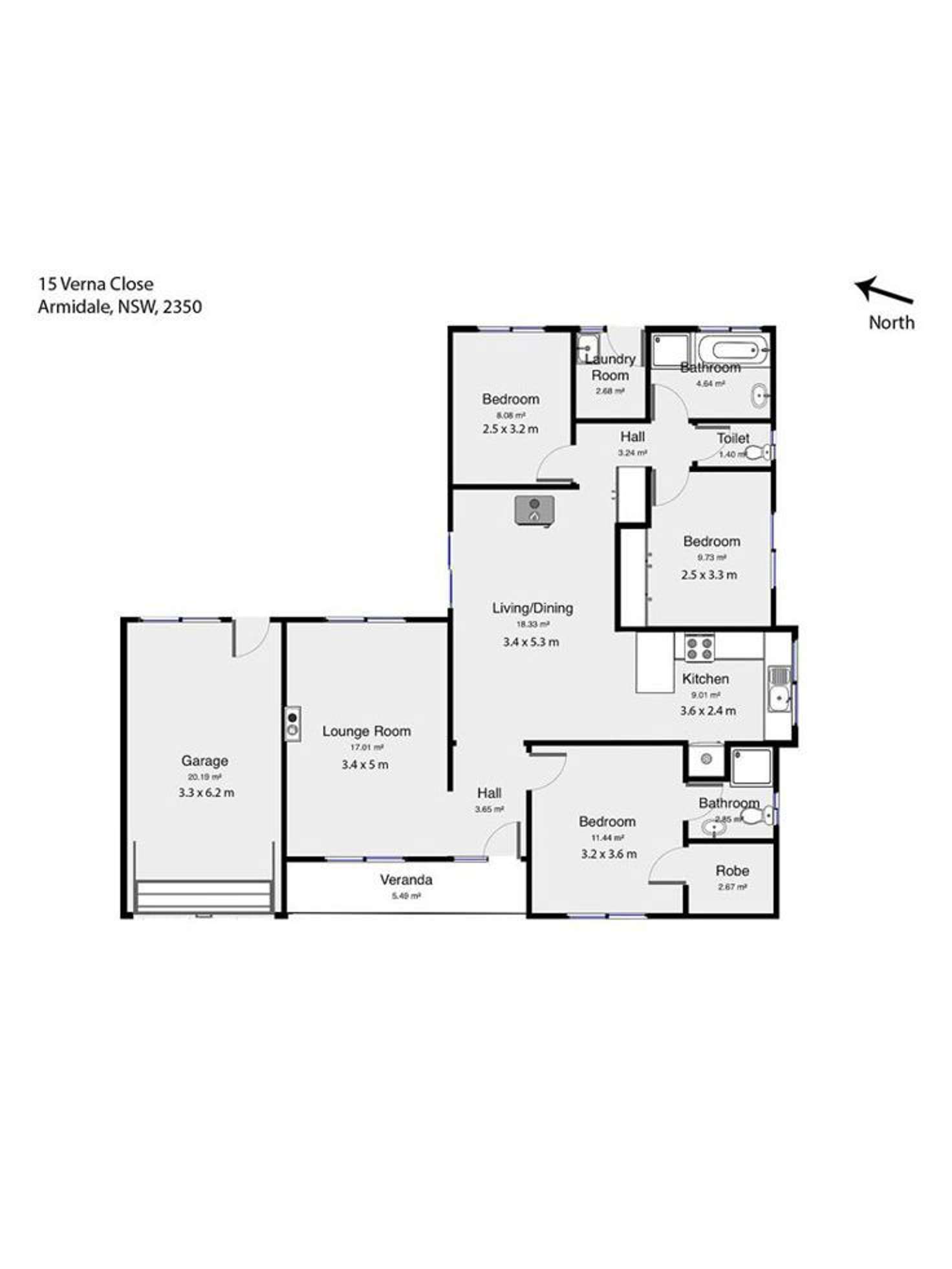 Floorplan of Homely house listing, 15 Verna Close, Armidale NSW 2350