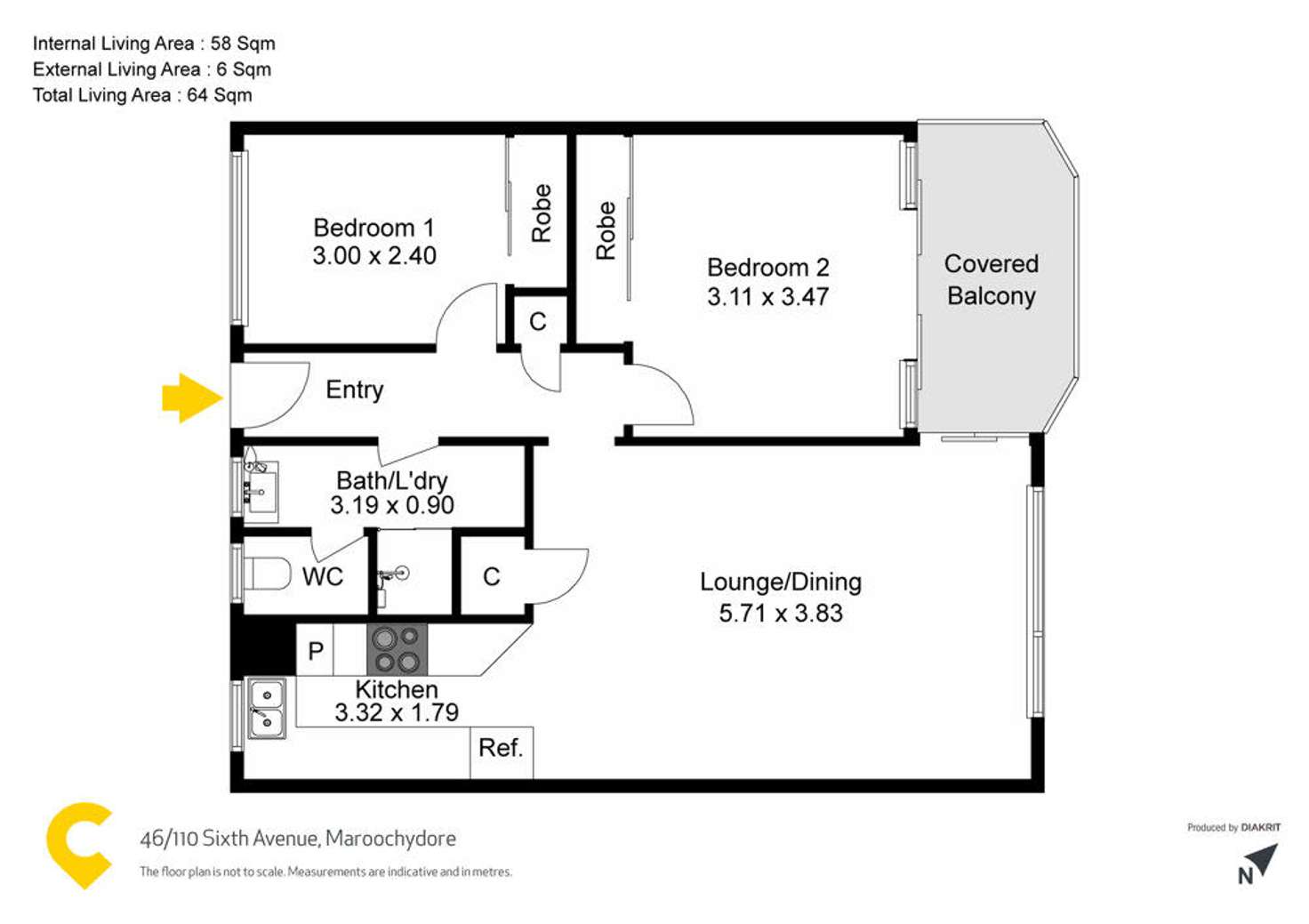 Floorplan of Homely unit listing, 46/110 Sixth Avenue, Maroochydore QLD 4558