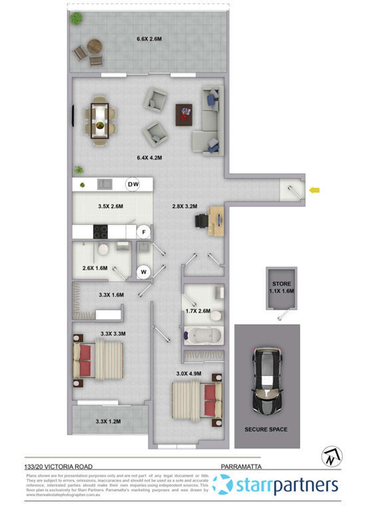 Floorplan of Homely apartment listing, 133/20 Victoria Road (facing Ross Street, entrance next to Coles), Parramatta NSW 2150