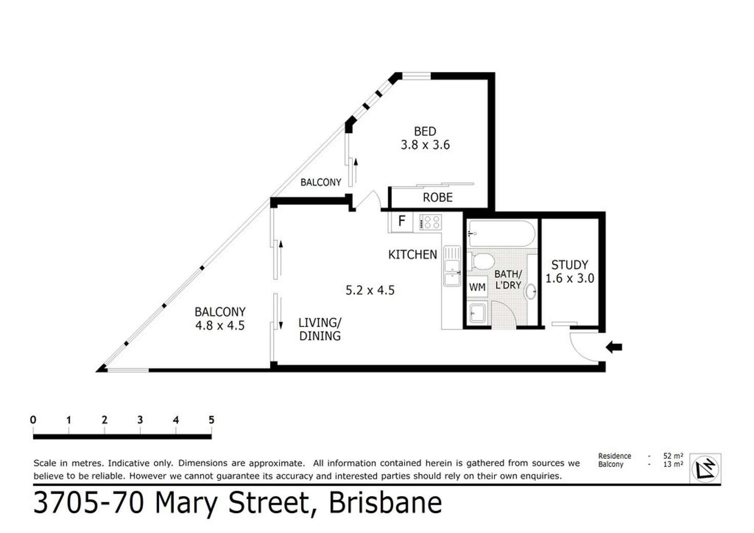 Floorplan of Homely apartment listing, 3705/70 Mary Street, Brisbane City QLD 4000