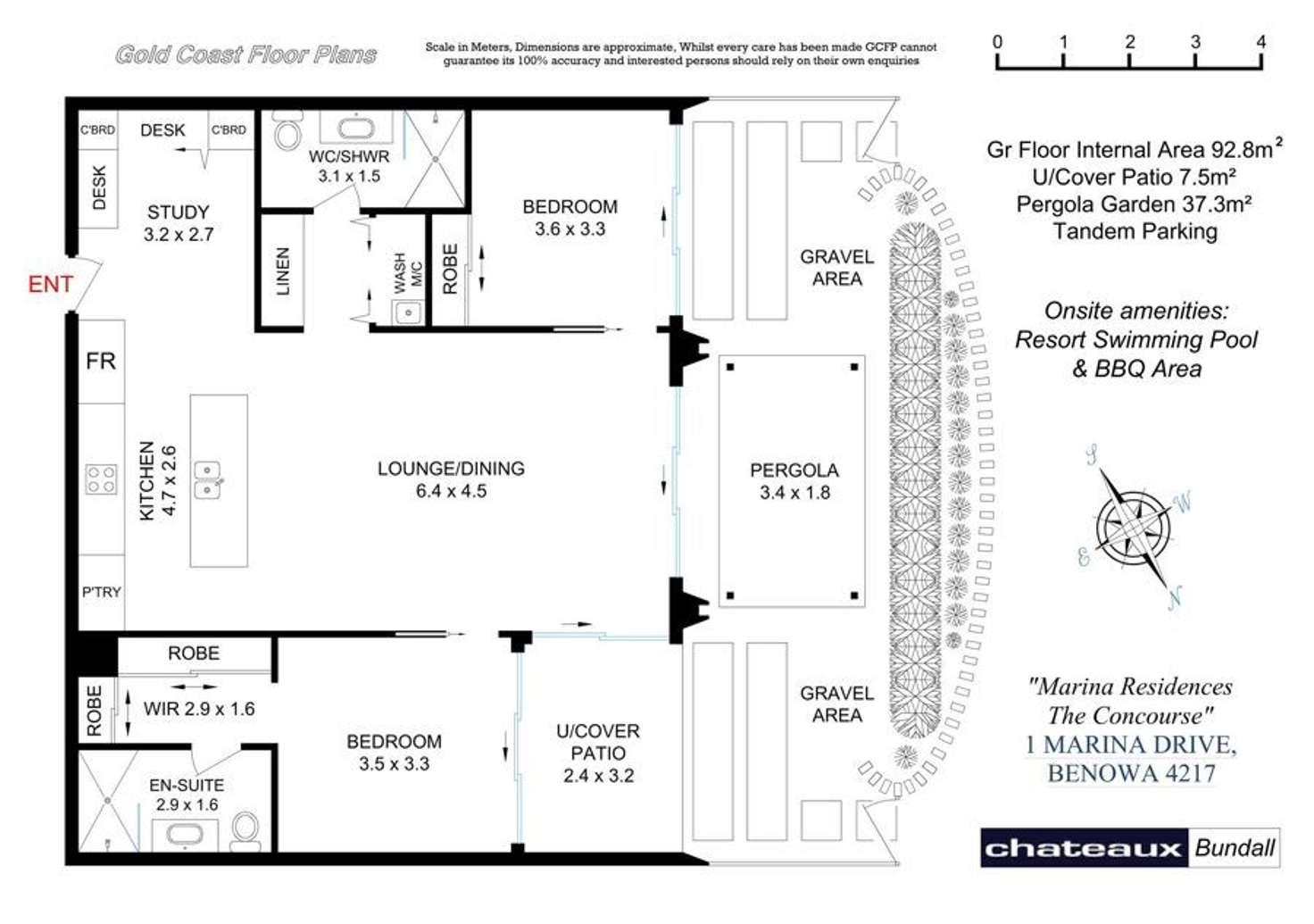 Floorplan of Homely apartment listing, 107 West Wing The Concourse. Marina Residences. 1 Marina Dr, Benowa QLD 4217