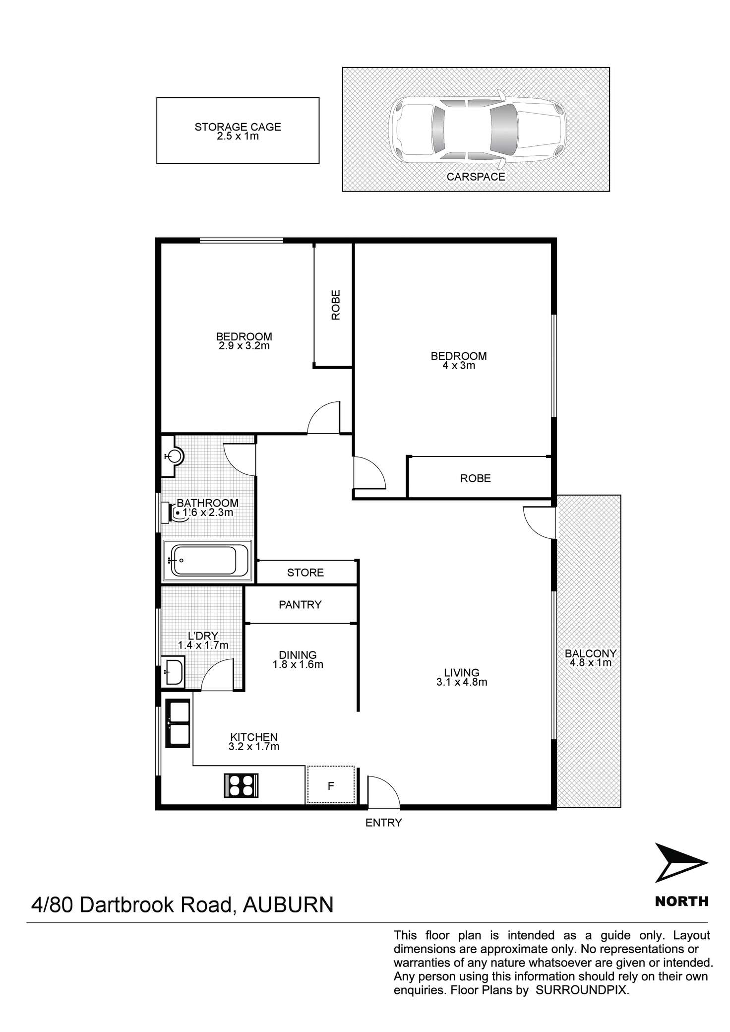 Floorplan of Homely unit listing, 4/80 Dartbrook Rd, Auburn NSW 2144