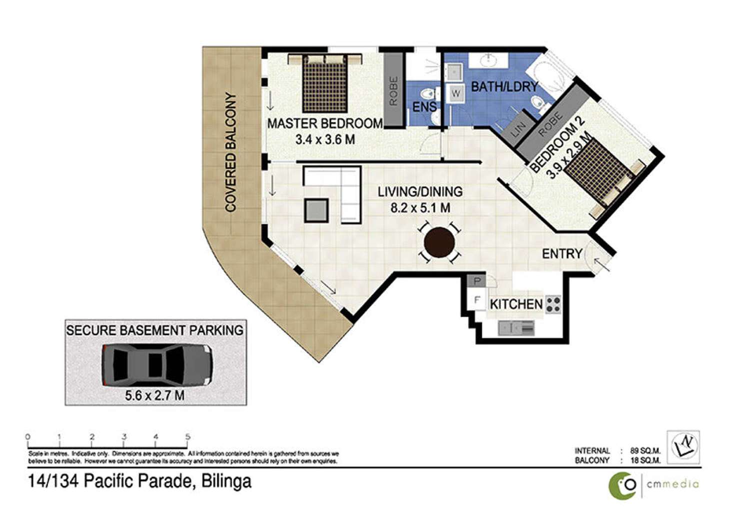 Floorplan of Homely unit listing, 14/134 Pacific Parade, Bilinga QLD 4225