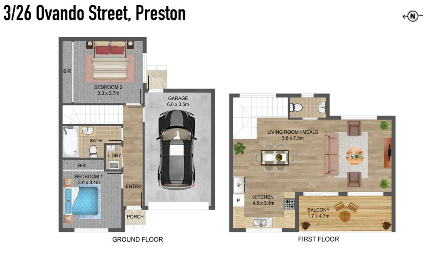 Floorplan of Homely townhouse listing, 3/26 Ovando Street, Preston VIC 3072