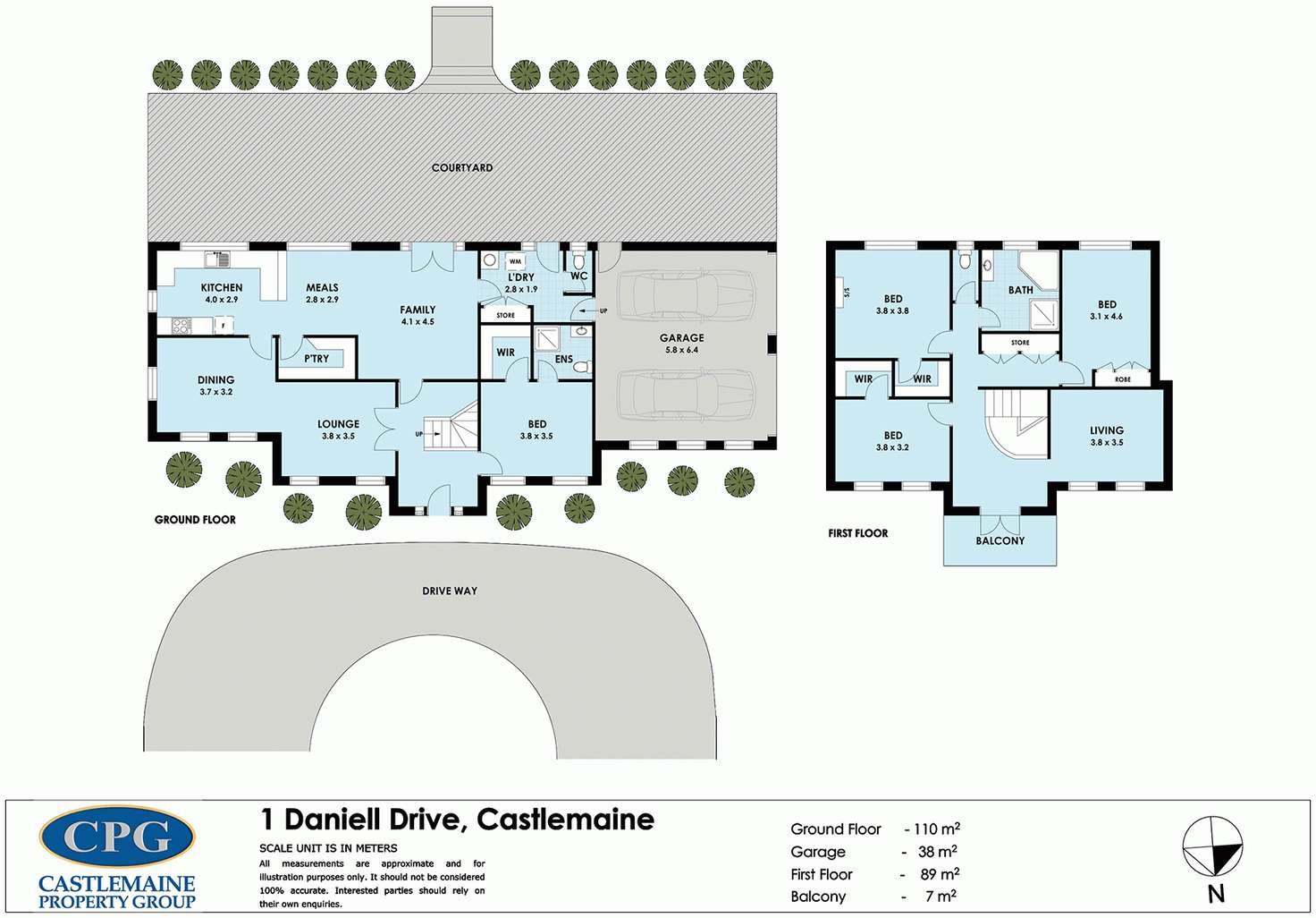 Floorplan of Homely house listing, 1 Daniell Drive, Castlemaine VIC 3450
