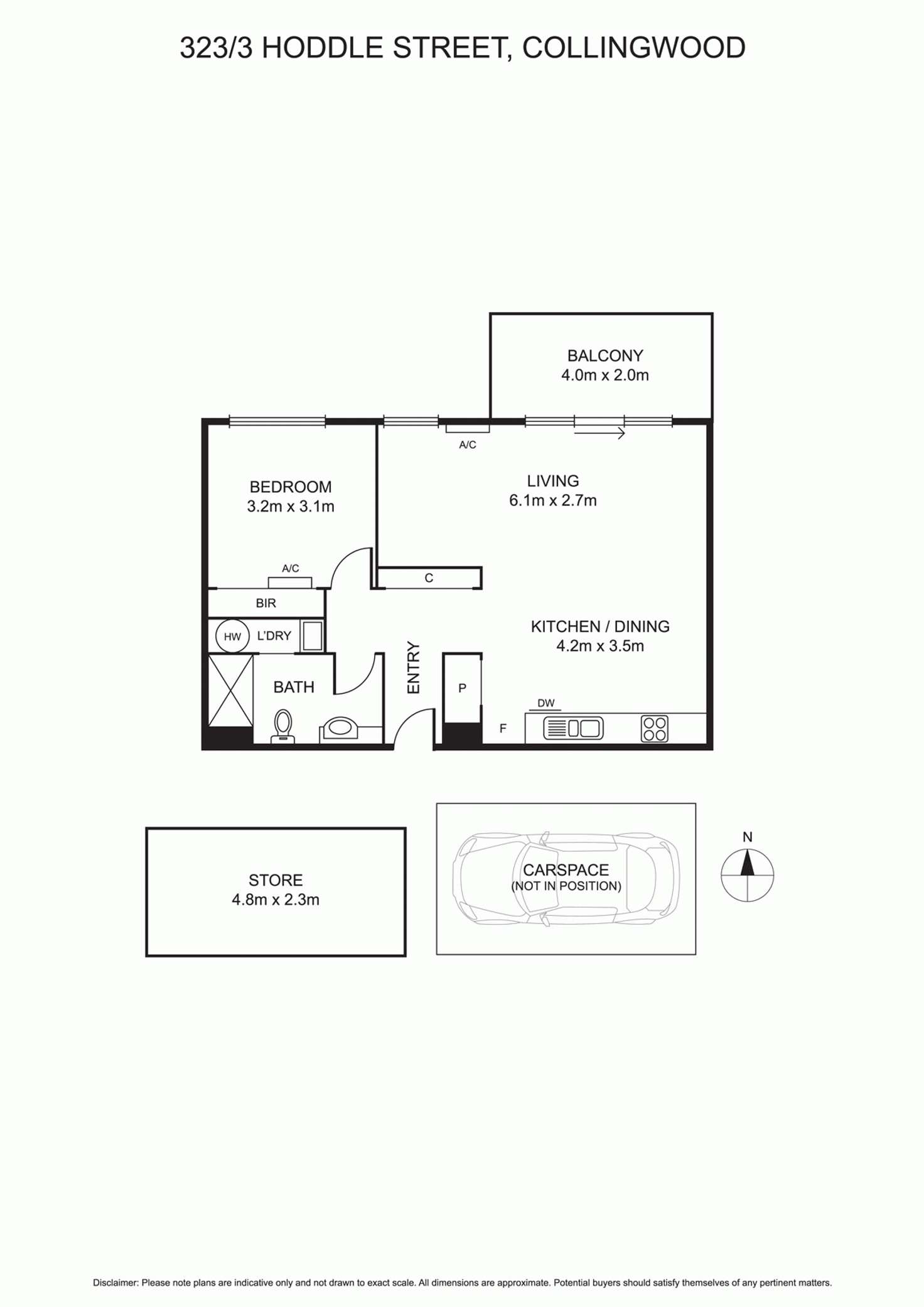 Floorplan of Homely apartment listing, 323/3 Hoddle Street, Collingwood VIC 3066