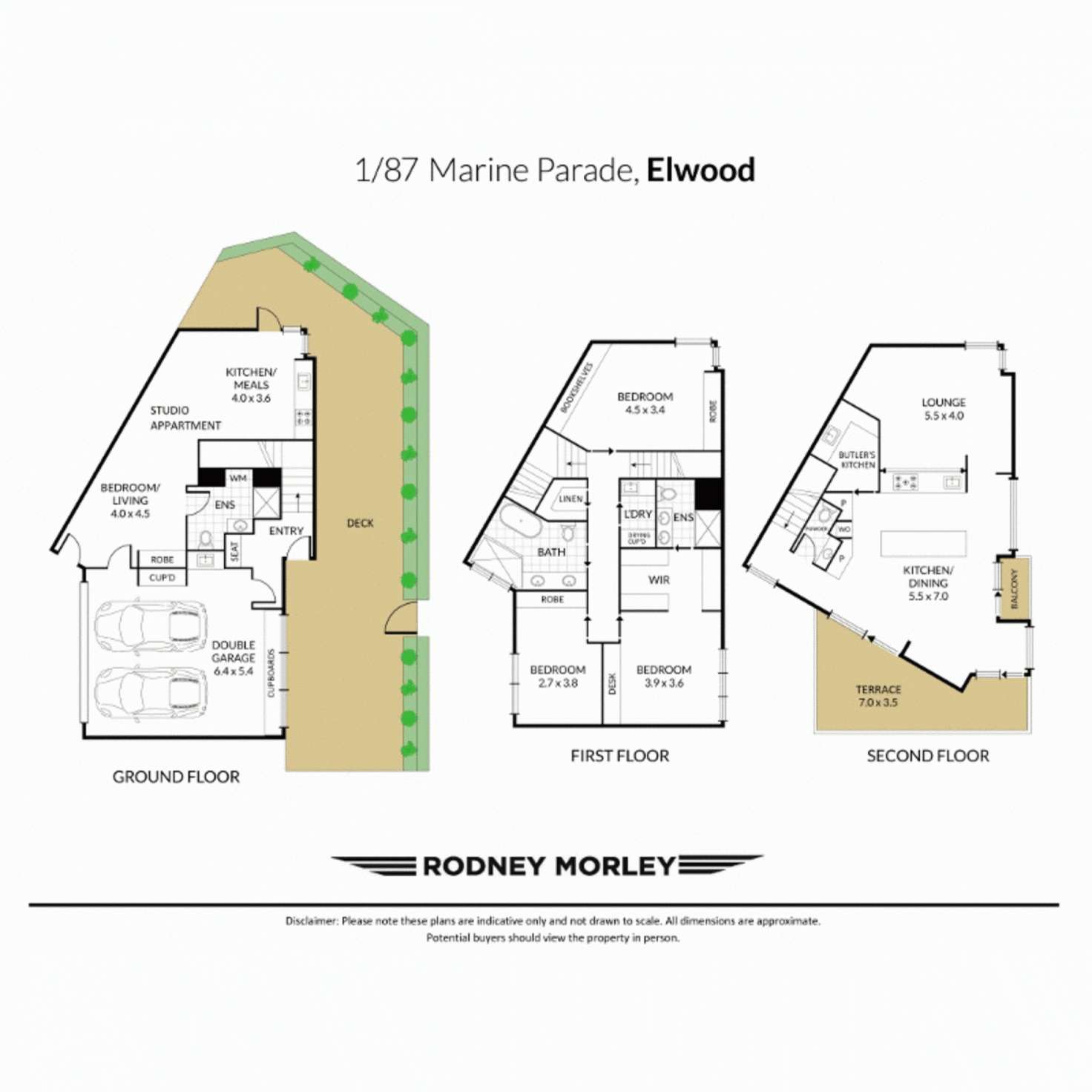 Floorplan of Homely townhouse listing, 1/87 Marine Parade, Elwood VIC 3184