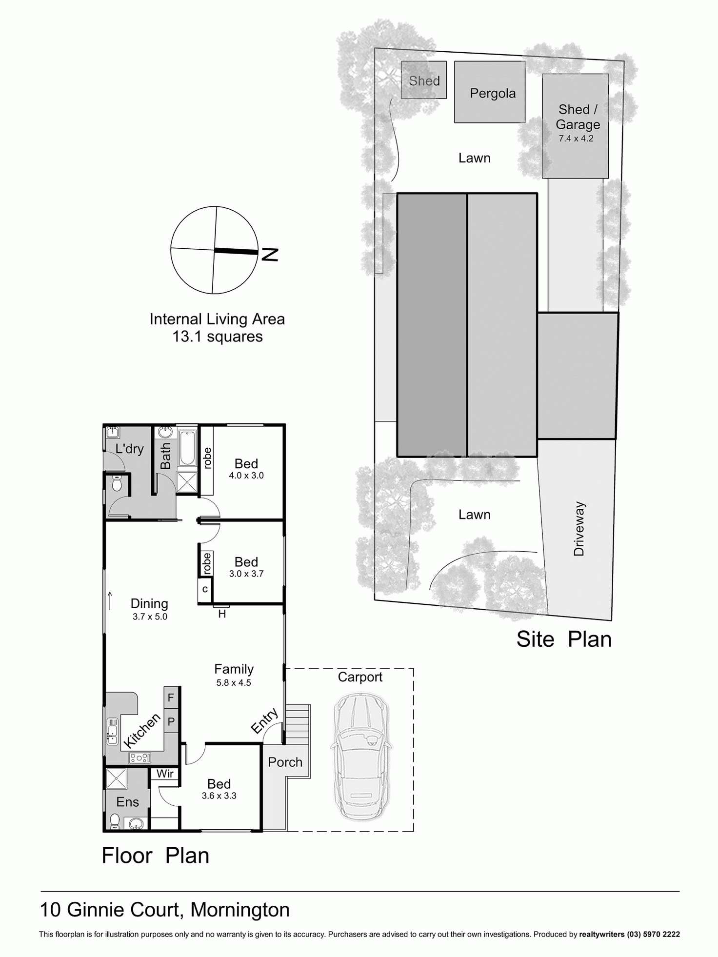 Floorplan of Homely house listing, 10 Ginnie Court, Mornington VIC 3931