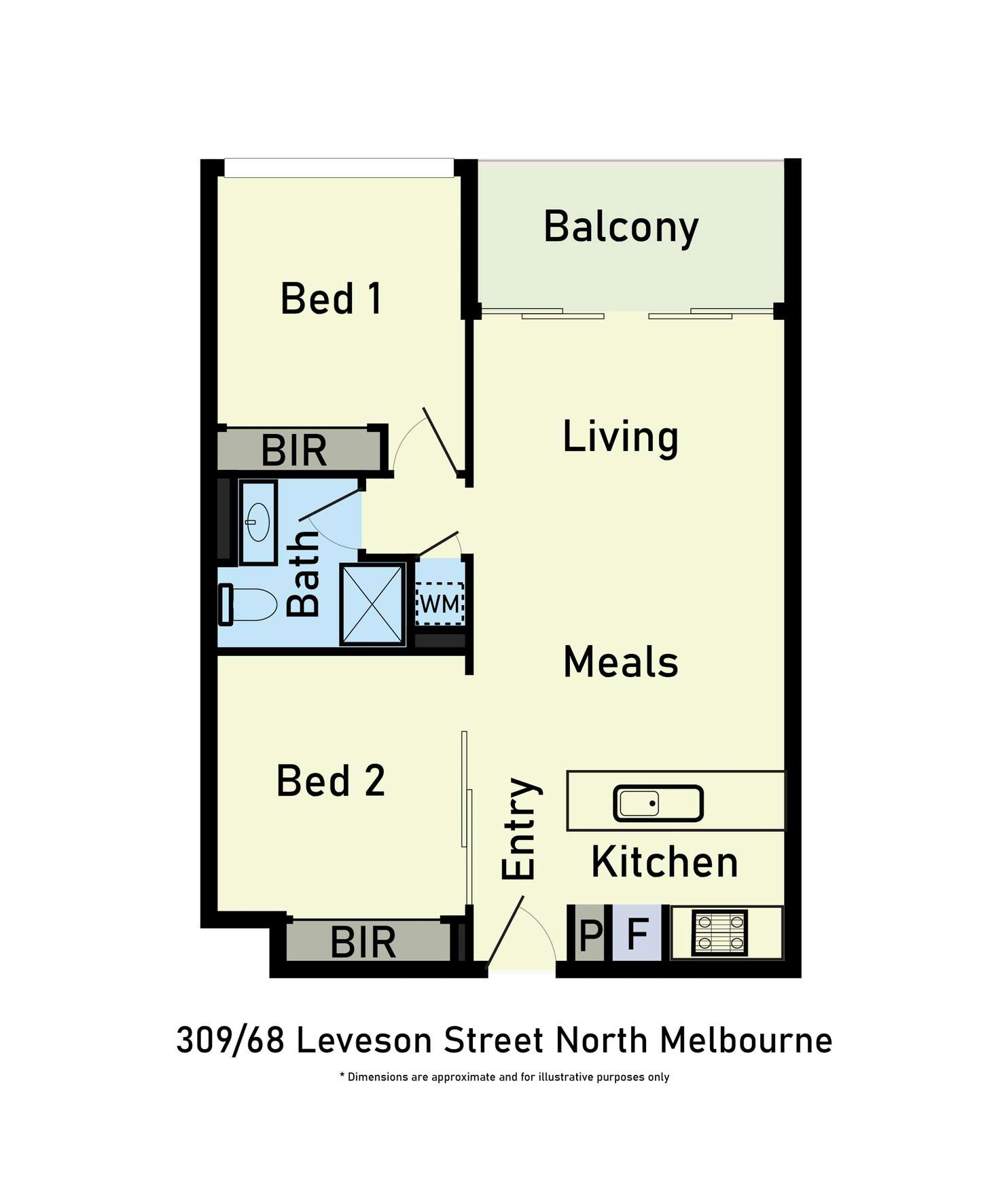Floorplan of Homely apartment listing, 309/68 Leveson Street, North Melbourne VIC 3051