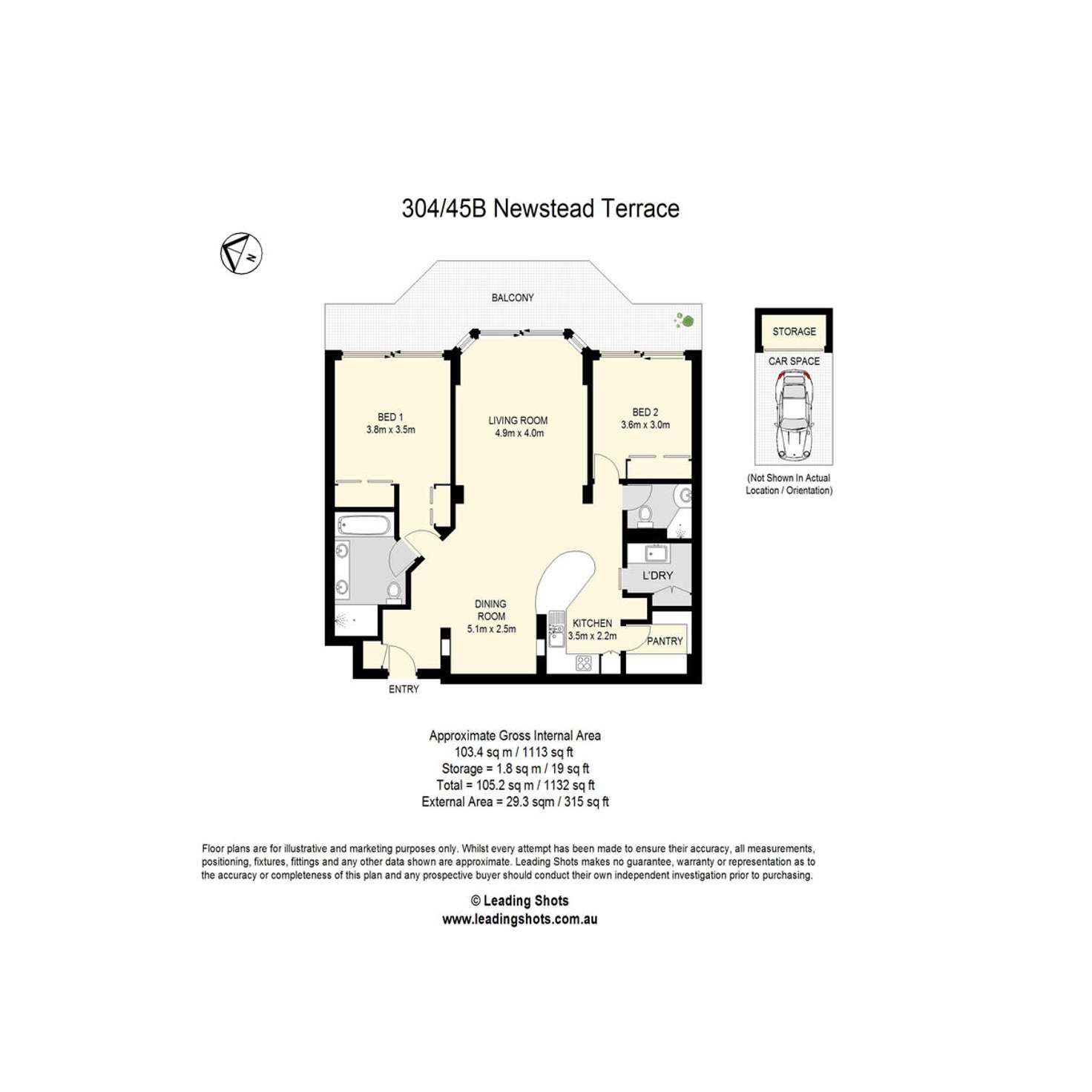 Floorplan of Homely apartment listing, 304/45B Newstead Terrace, Newstead QLD 4006