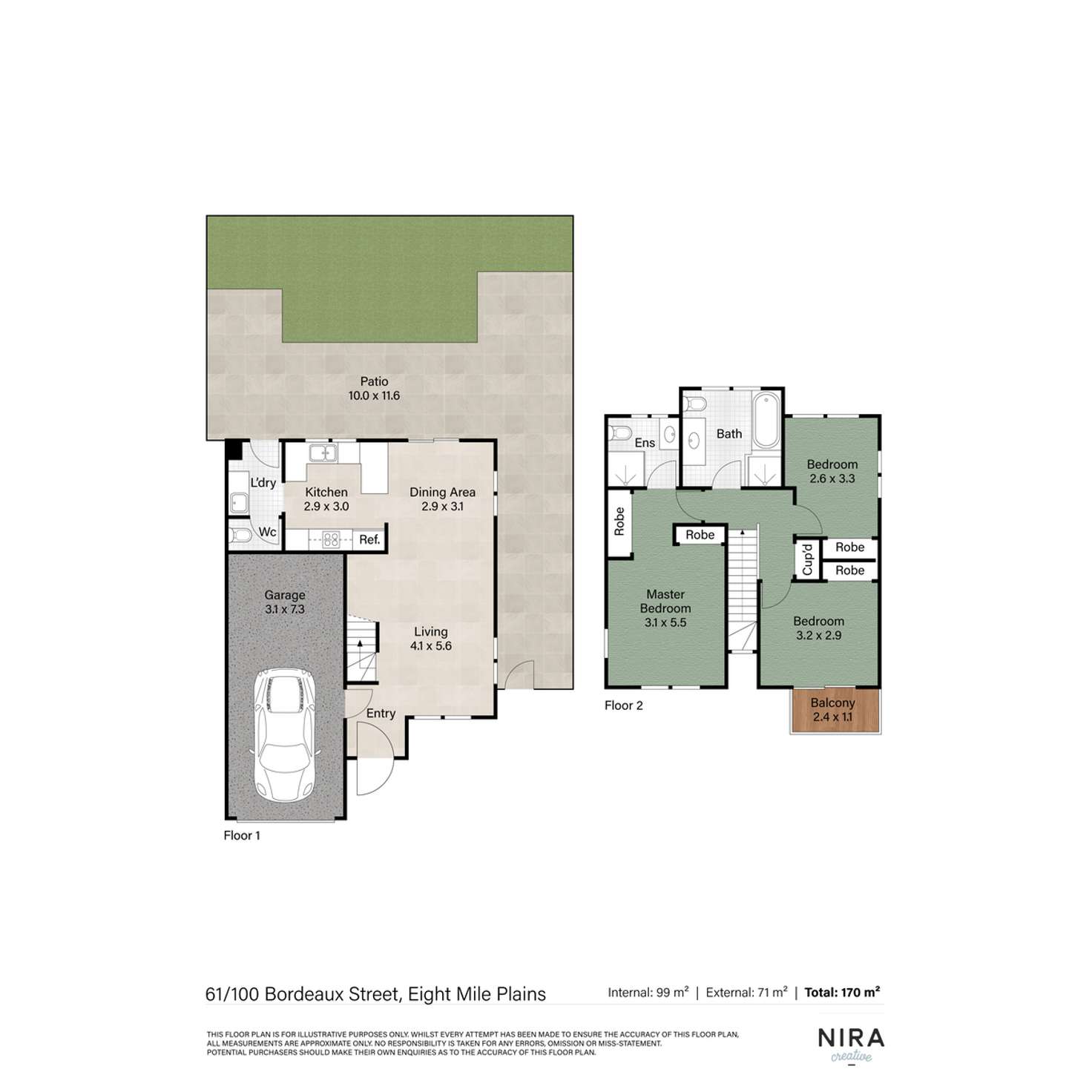 Floorplan of Homely townhouse listing, 61/100 Bordeaux Street, Eight Mile Plains QLD 4113