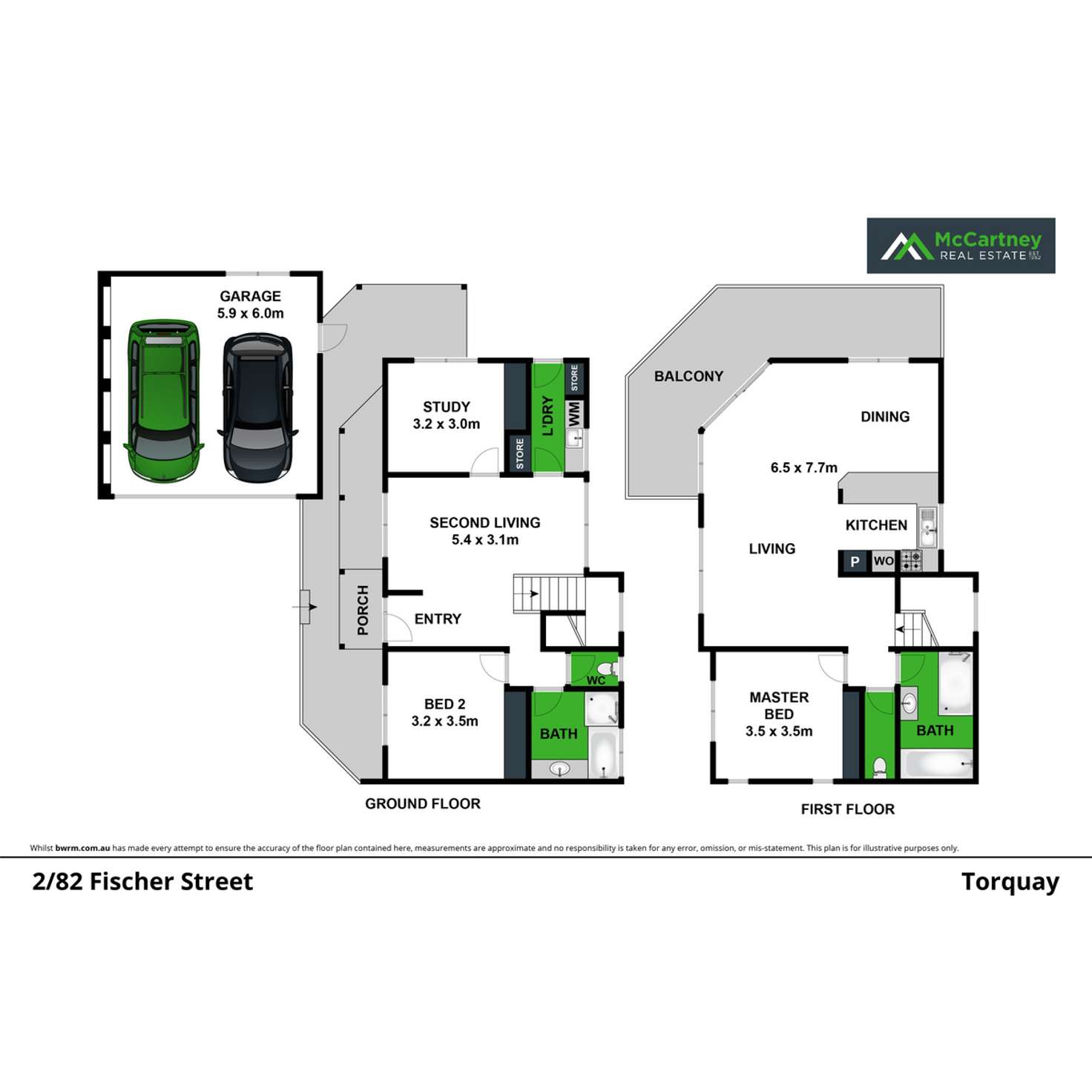 Floorplan of Homely townhouse listing, 2/82 Fischer Street, Torquay VIC 3228