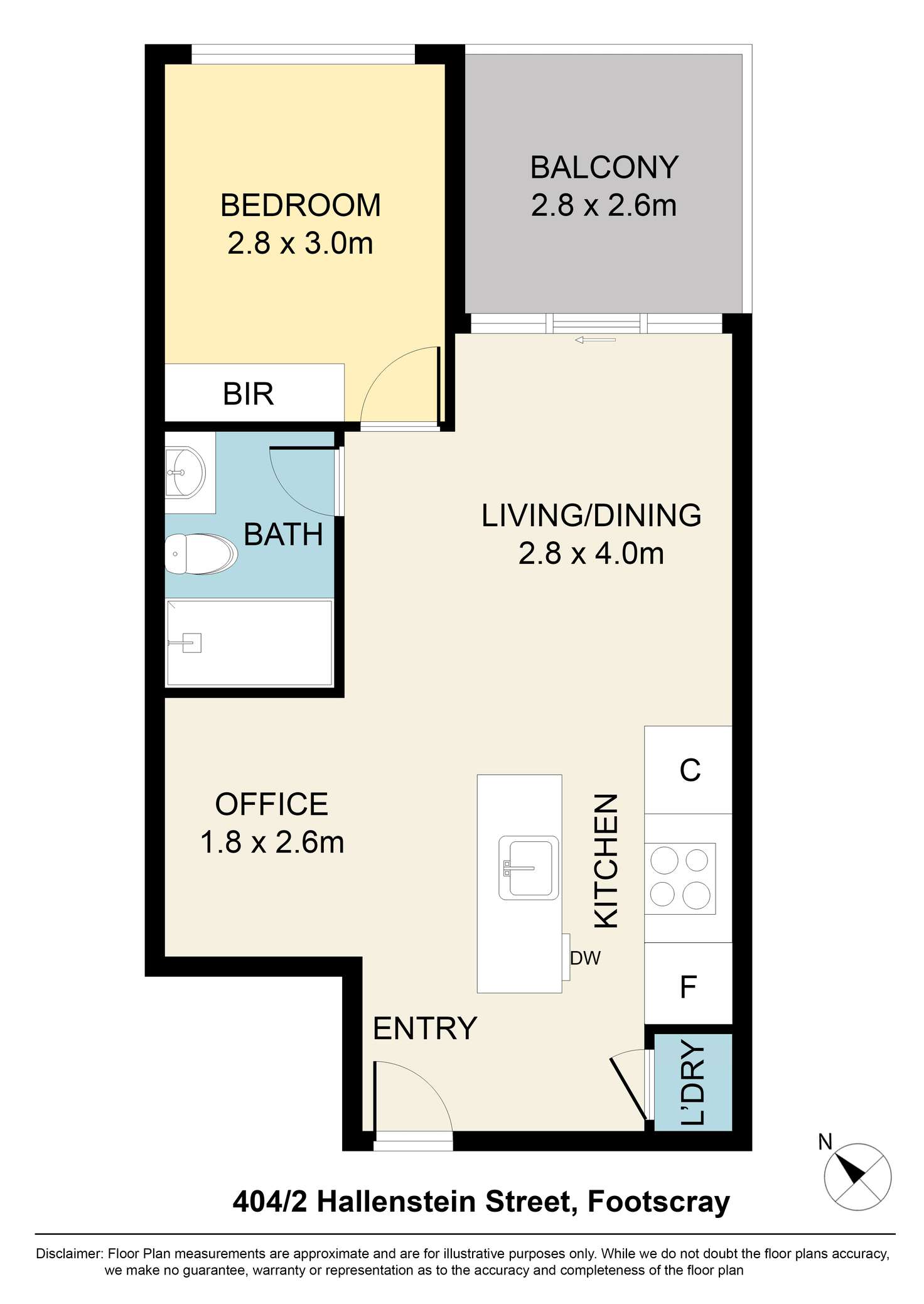 Floorplan of Homely apartment listing, 404/2 Hallenstein Street, Footscray VIC 3011